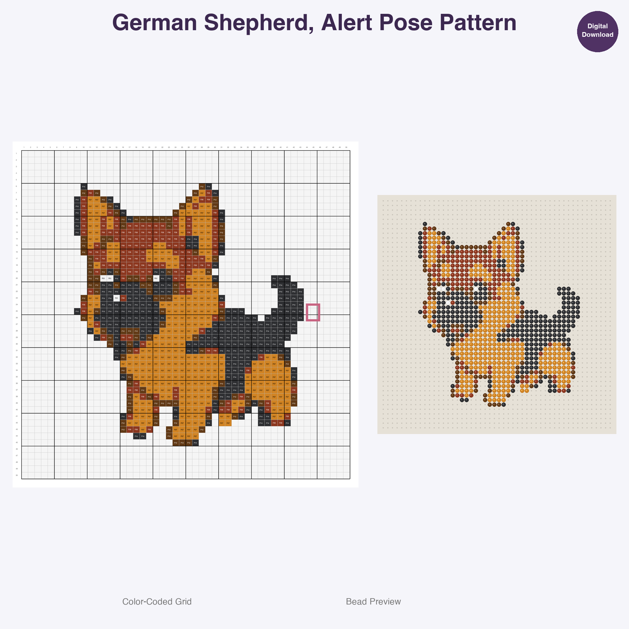 Happy Hounds Playful Pups Perler Bead Patterns, 48 Designs x 3 Grid Sizes (29x29 + 50x50 + 128x128), Fuse Bead PDF Digital Download