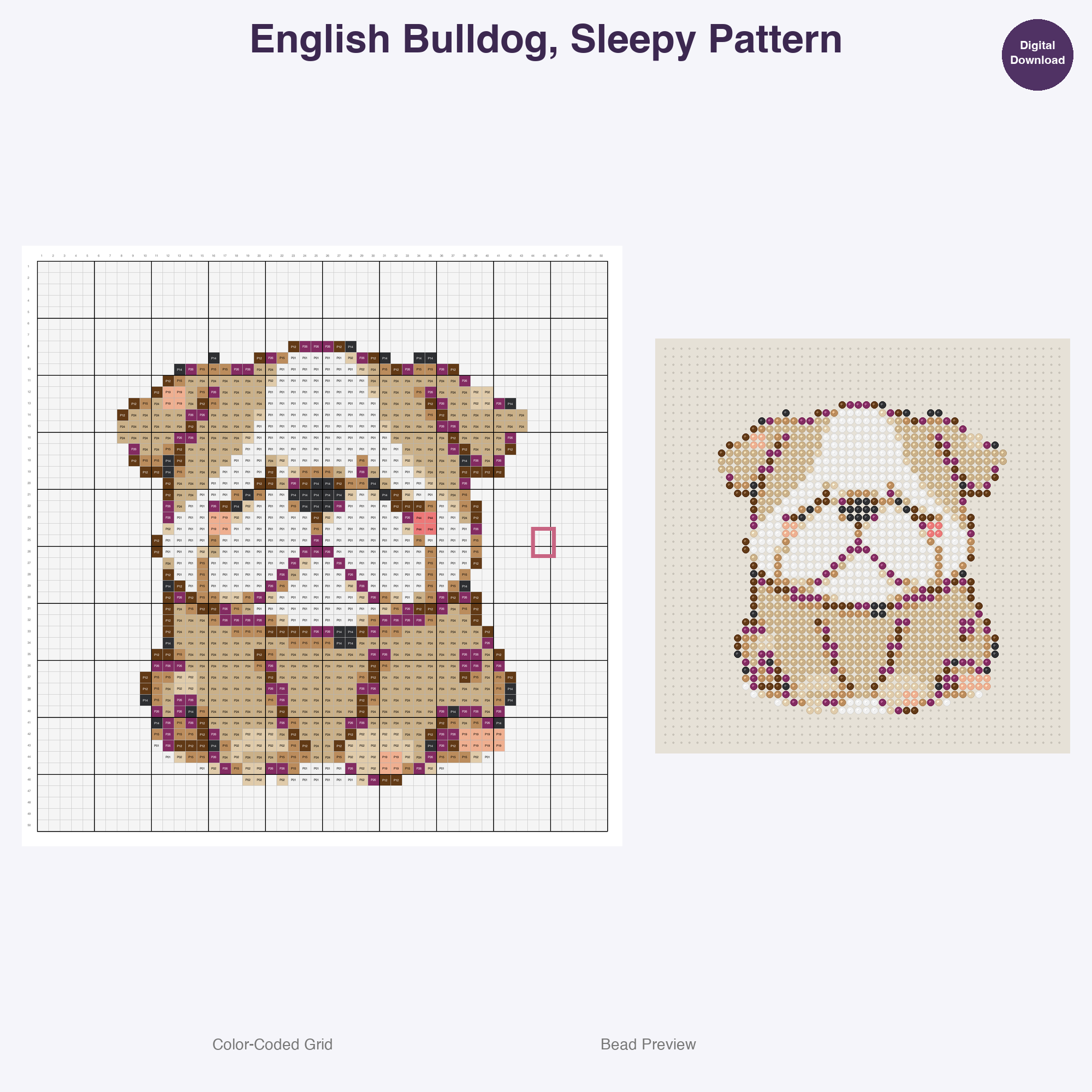 Happy Hounds Playful Pups Perler Bead Patterns, 48 Designs x 3 Grid Sizes (29x29 + 50x50 + 128x128), Fuse Bead PDF Digital Download