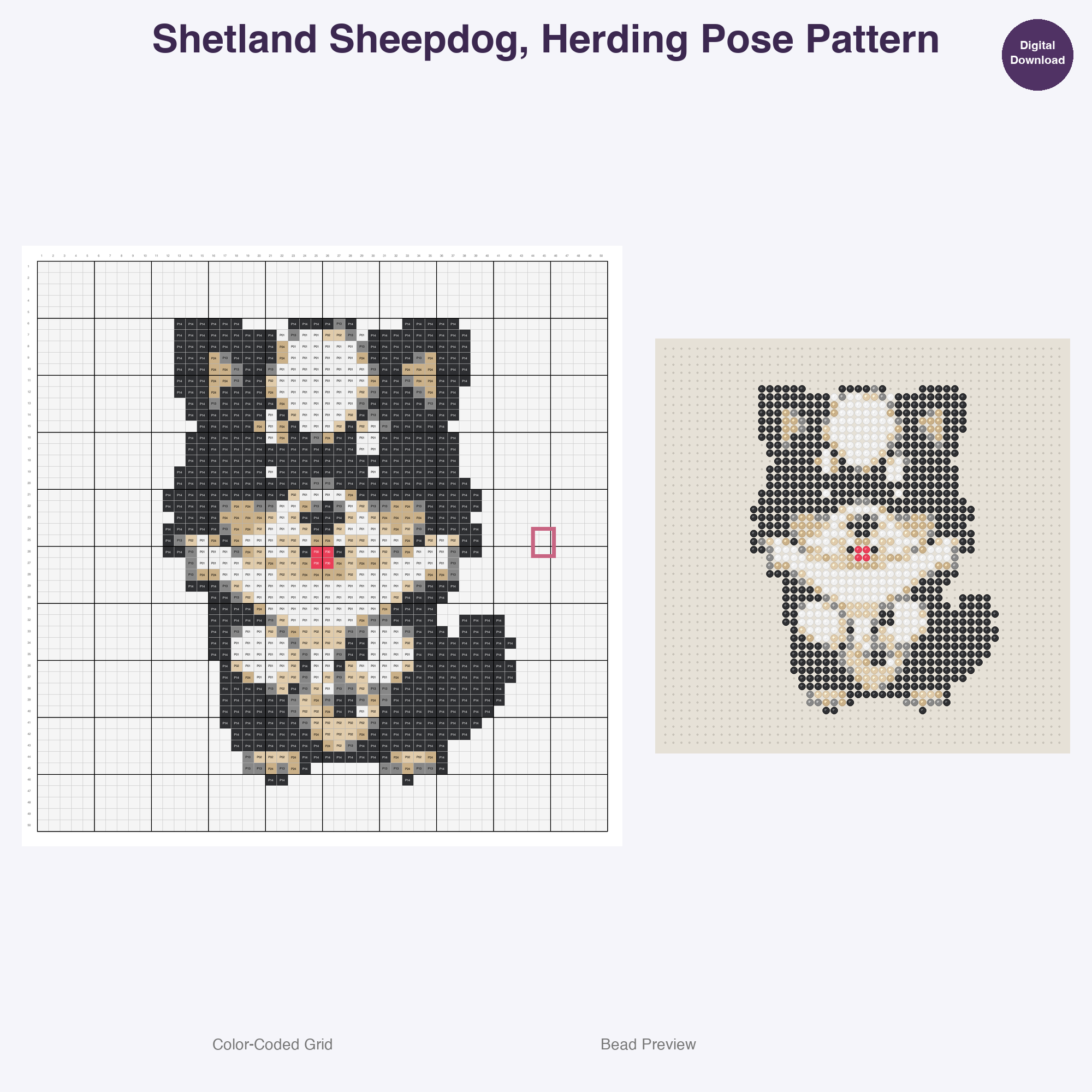 Happy Hounds Playful Pups Perler Bead Patterns, 48 Designs x 3 Grid Sizes (29x29 + 50x50 + 128x128), Fuse Bead PDF Digital Download