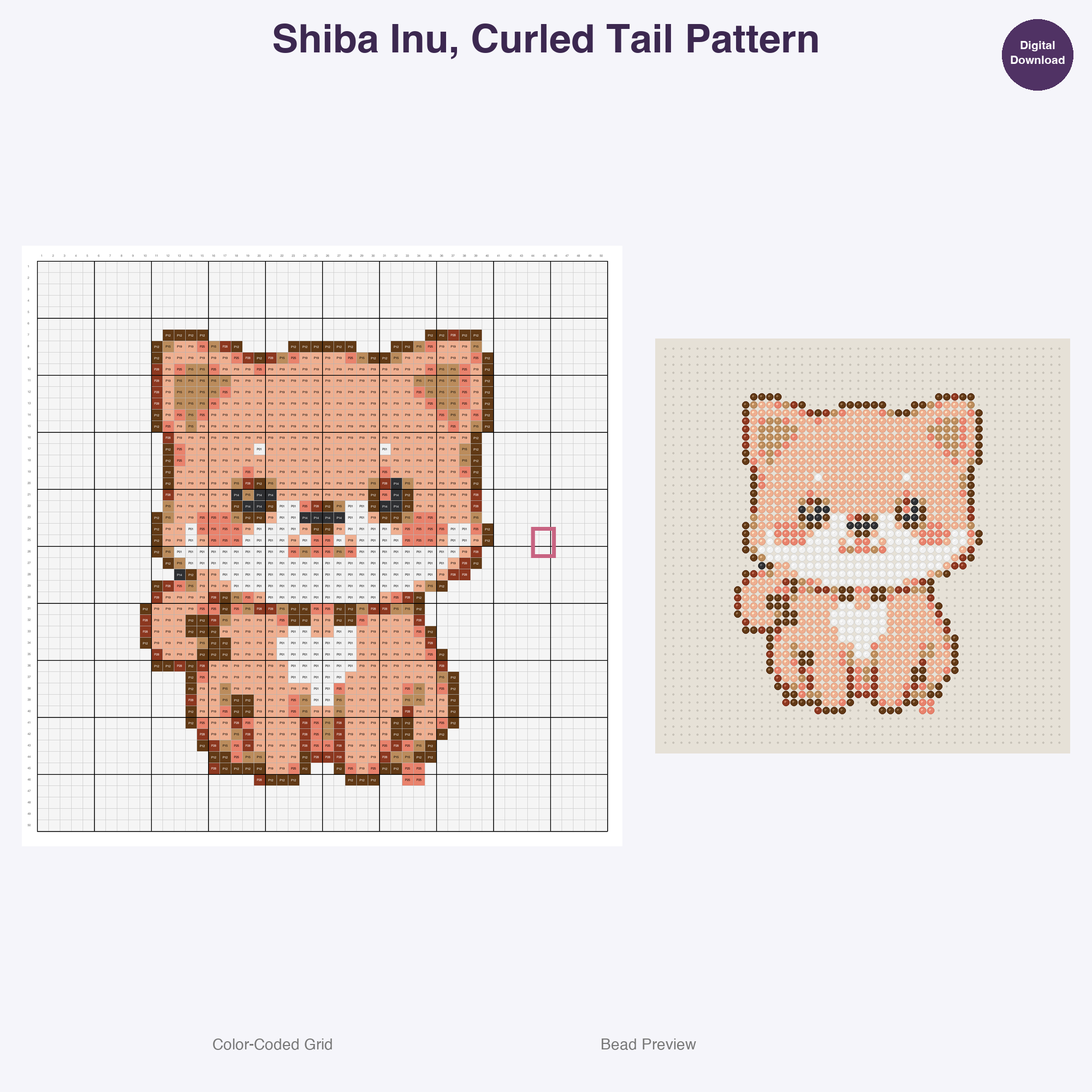 Happy Hounds Playful Pups Perler Bead Patterns, 48 Designs x 3 Grid Sizes (29x29 + 50x50 + 128x128), Fuse Bead PDF Digital Download