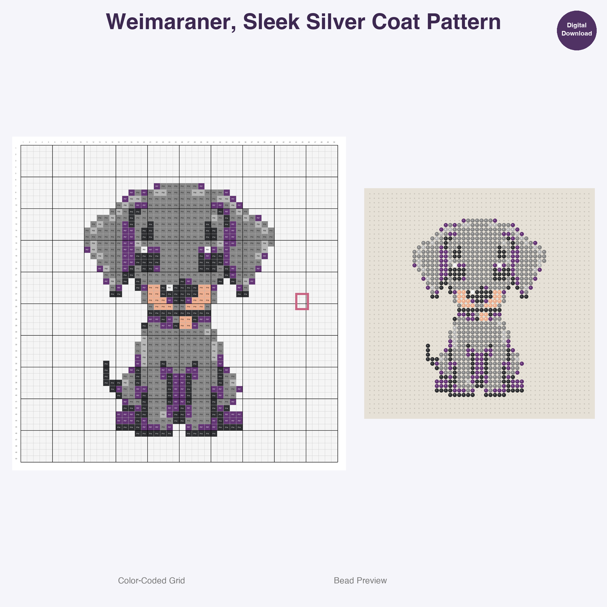 Happy Hounds Playful Pups Perler Bead Patterns, 48 Designs x 3 Grid Sizes (29x29 + 50x50 + 128x128), Fuse Bead PDF Digital Download