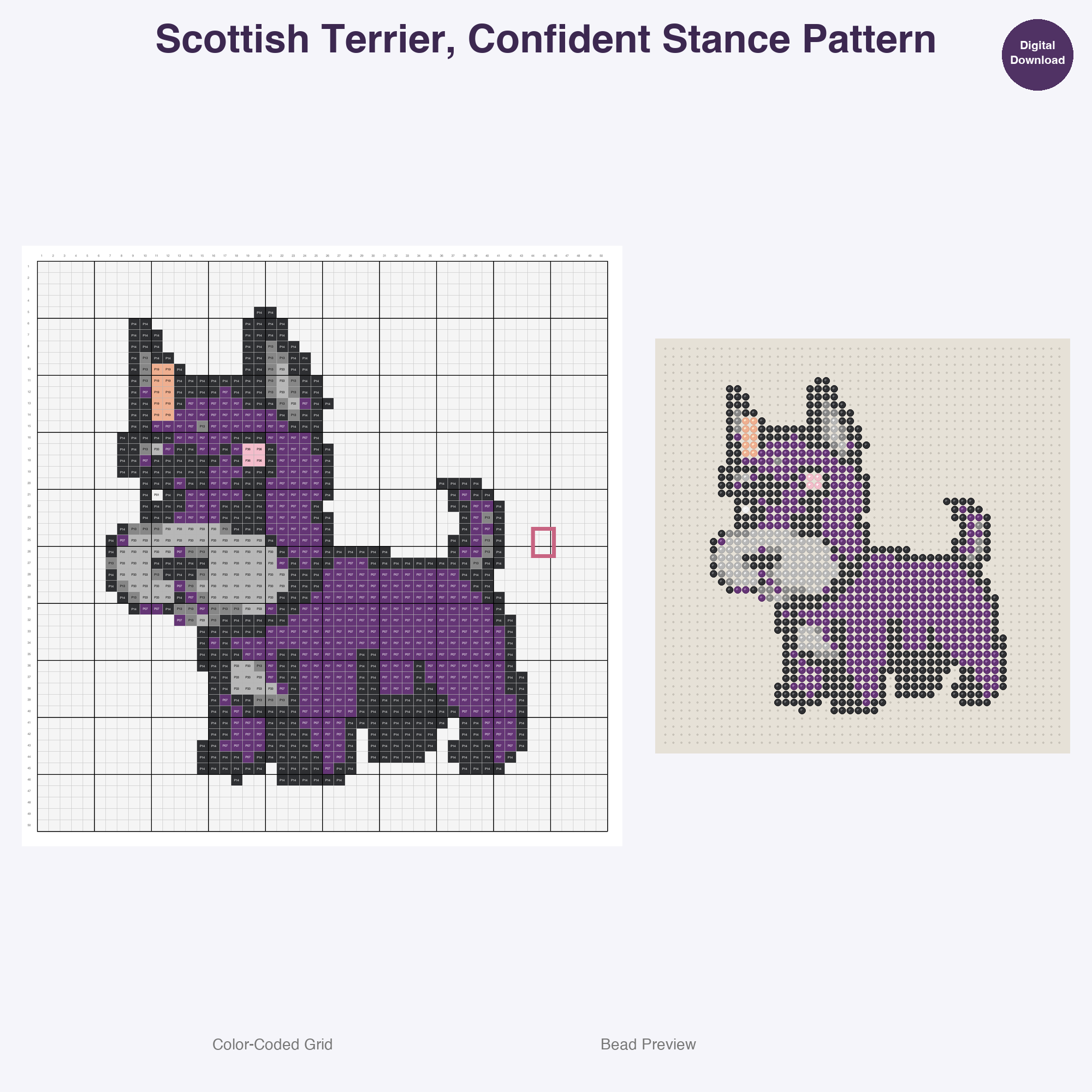 Happy Hounds Playful Pups Perler Bead Patterns, 48 Designs x 3 Grid Sizes (29x29 + 50x50 + 128x128), Fuse Bead PDF Digital Download