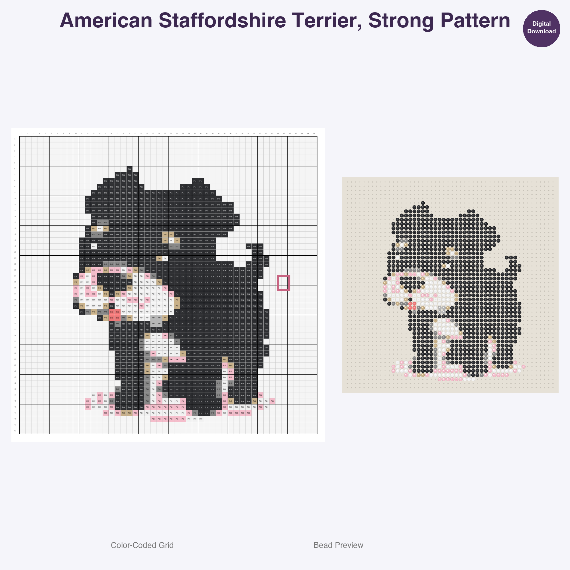 Happy Hounds Playful Pups Perler Bead Patterns, 48 Designs x 3 Grid Sizes (29x29 + 50x50 + 128x128), Fuse Bead PDF Digital Download