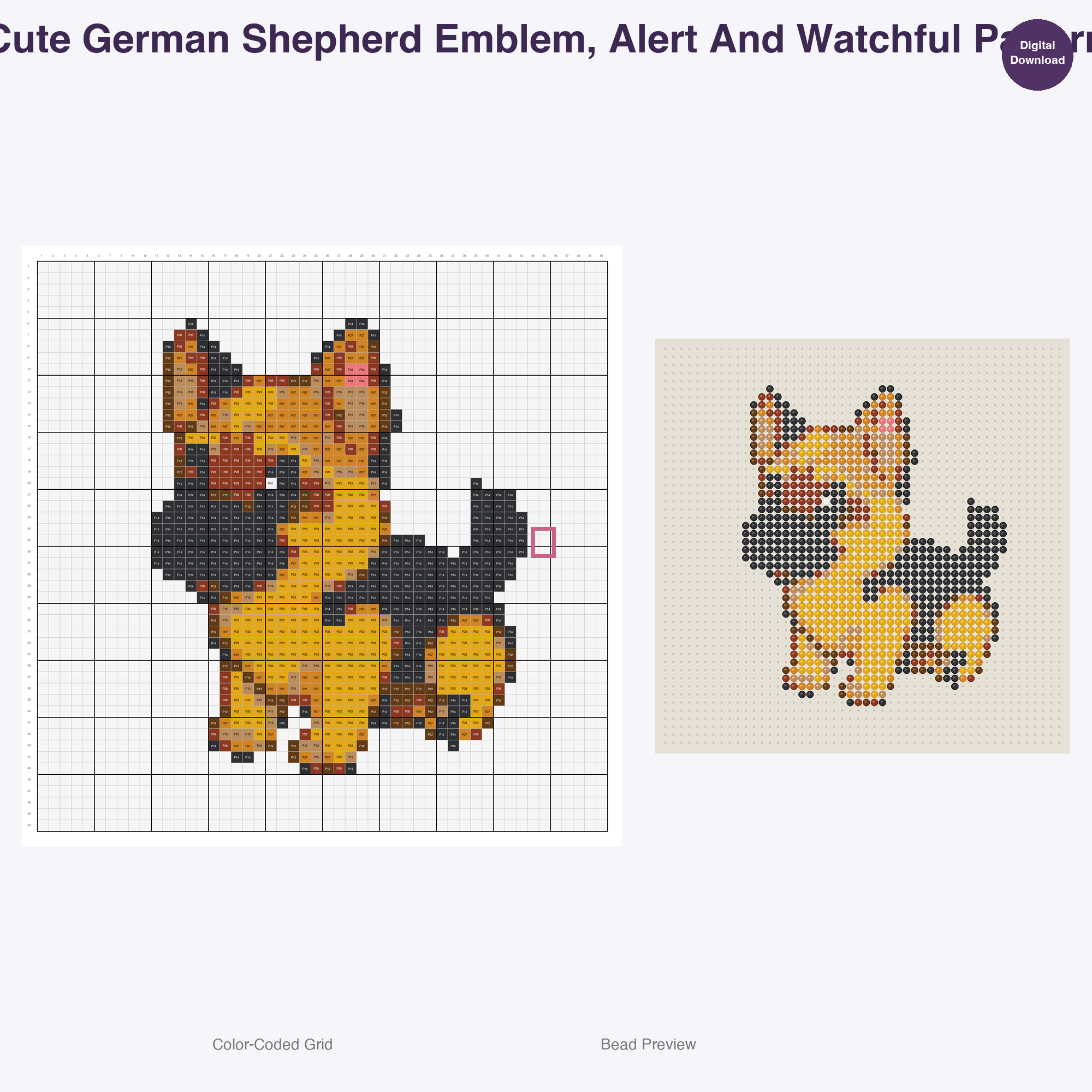 Heraldic Hound Emblems Perler Bead Patterns, 48 Designs x 3 Grid Sizes (29x29 + 50x50 + 128x128), Fuse Bead PDF Digital Download