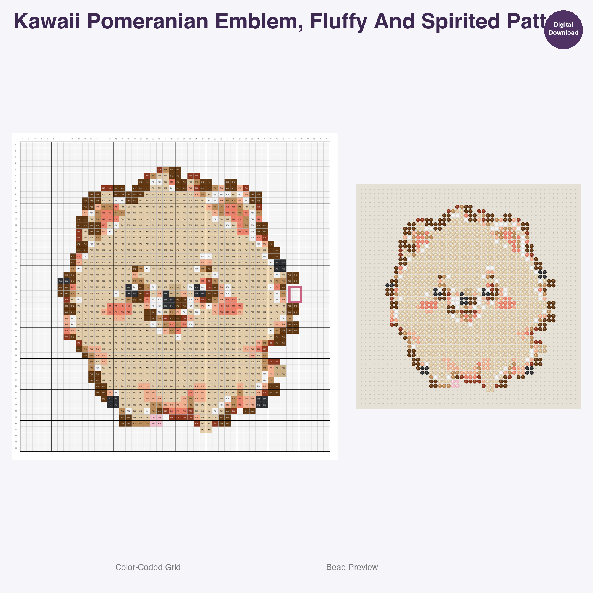 Heraldic Hound Emblems Perler Bead Patterns, 48 Designs x 3 Grid Sizes (29x29 + 50x50 + 128x128), Fuse Bead PDF Digital Download
