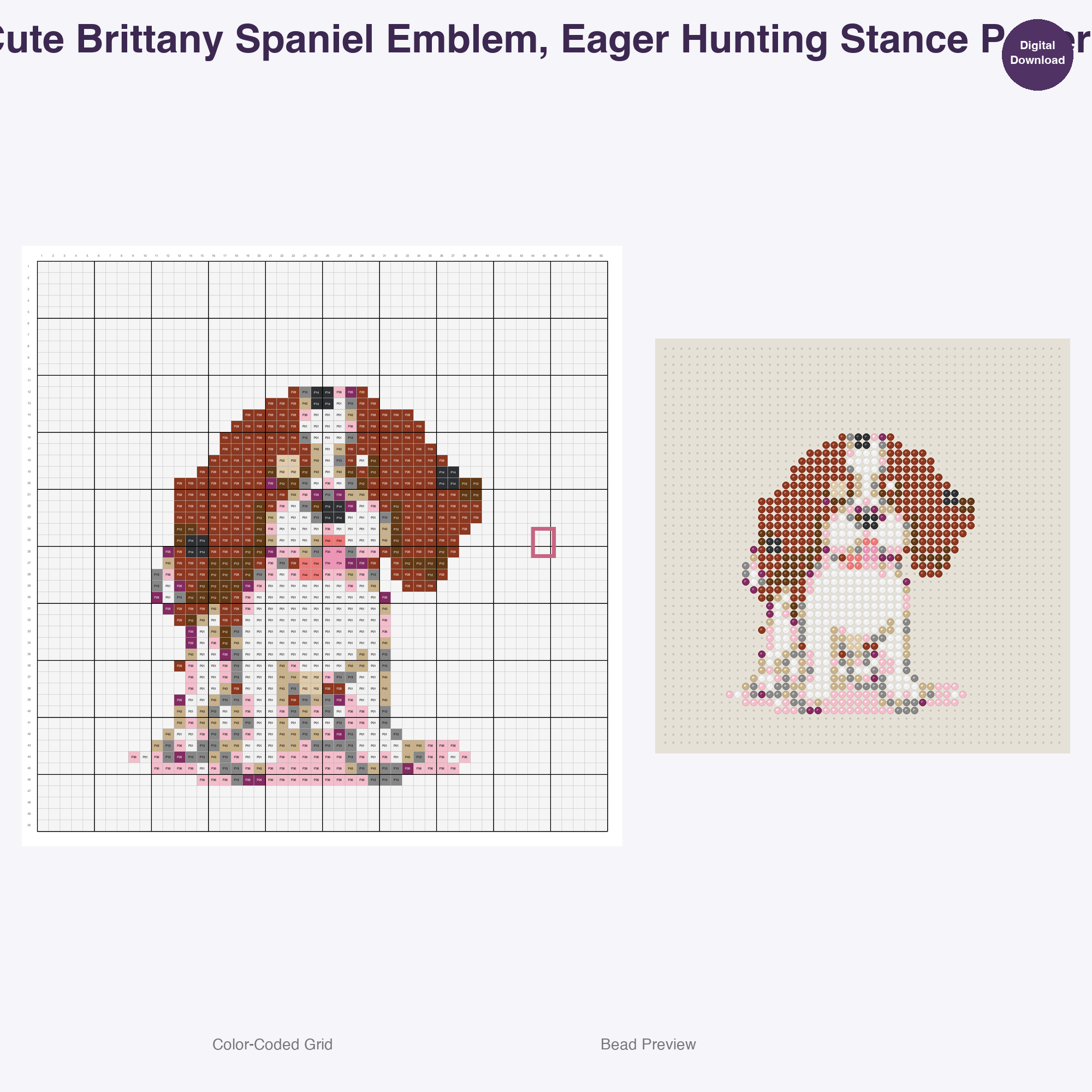 Heraldic Hound Emblems Perler Bead Patterns, 48 Designs x 3 Grid Sizes (29x29 + 50x50 + 128x128), Fuse Bead PDF Digital Download