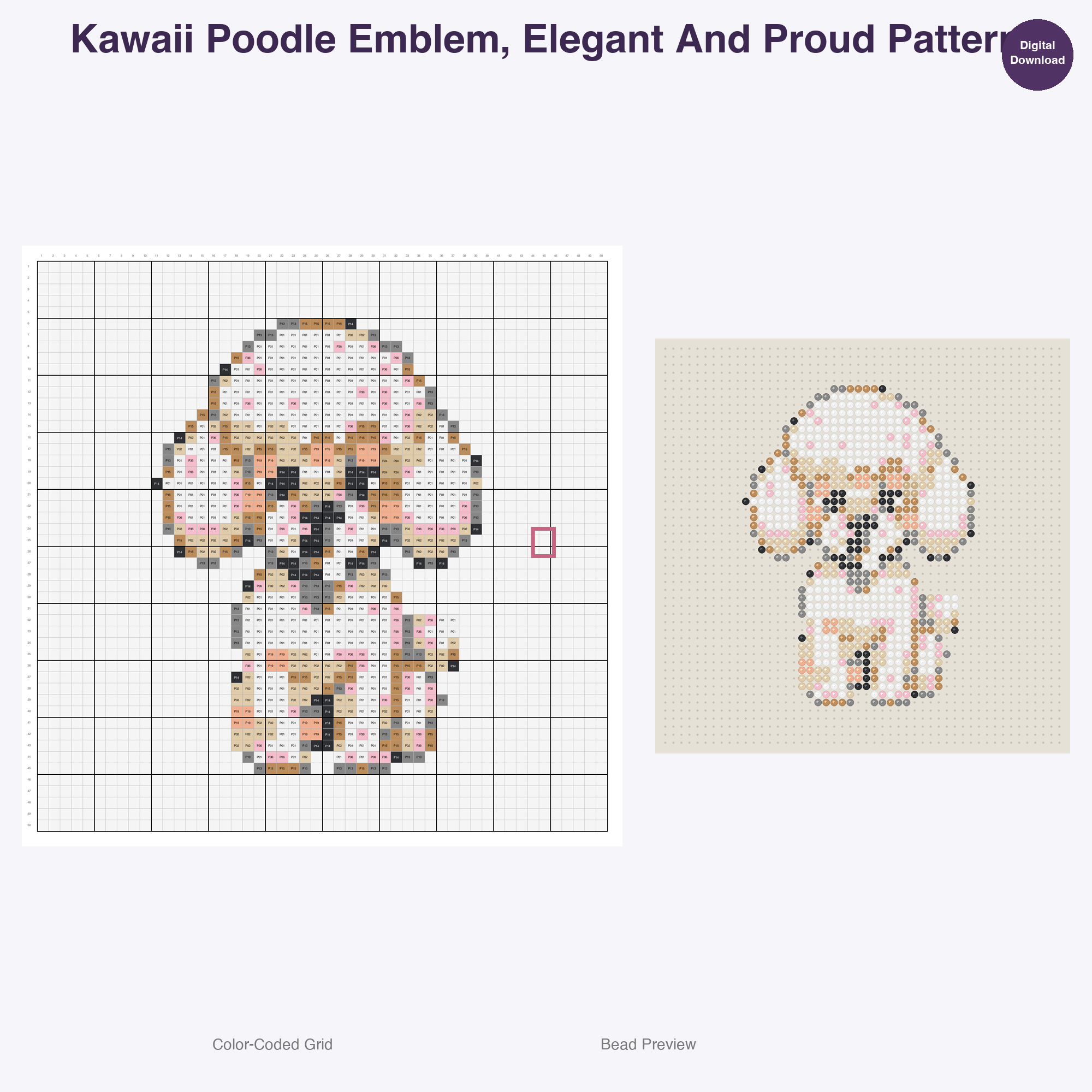 Heraldic Hound Emblems Perler Bead Patterns, 48 Designs x 3 Grid Sizes (29x29 + 50x50 + 128x128), Fuse Bead PDF Digital Download
