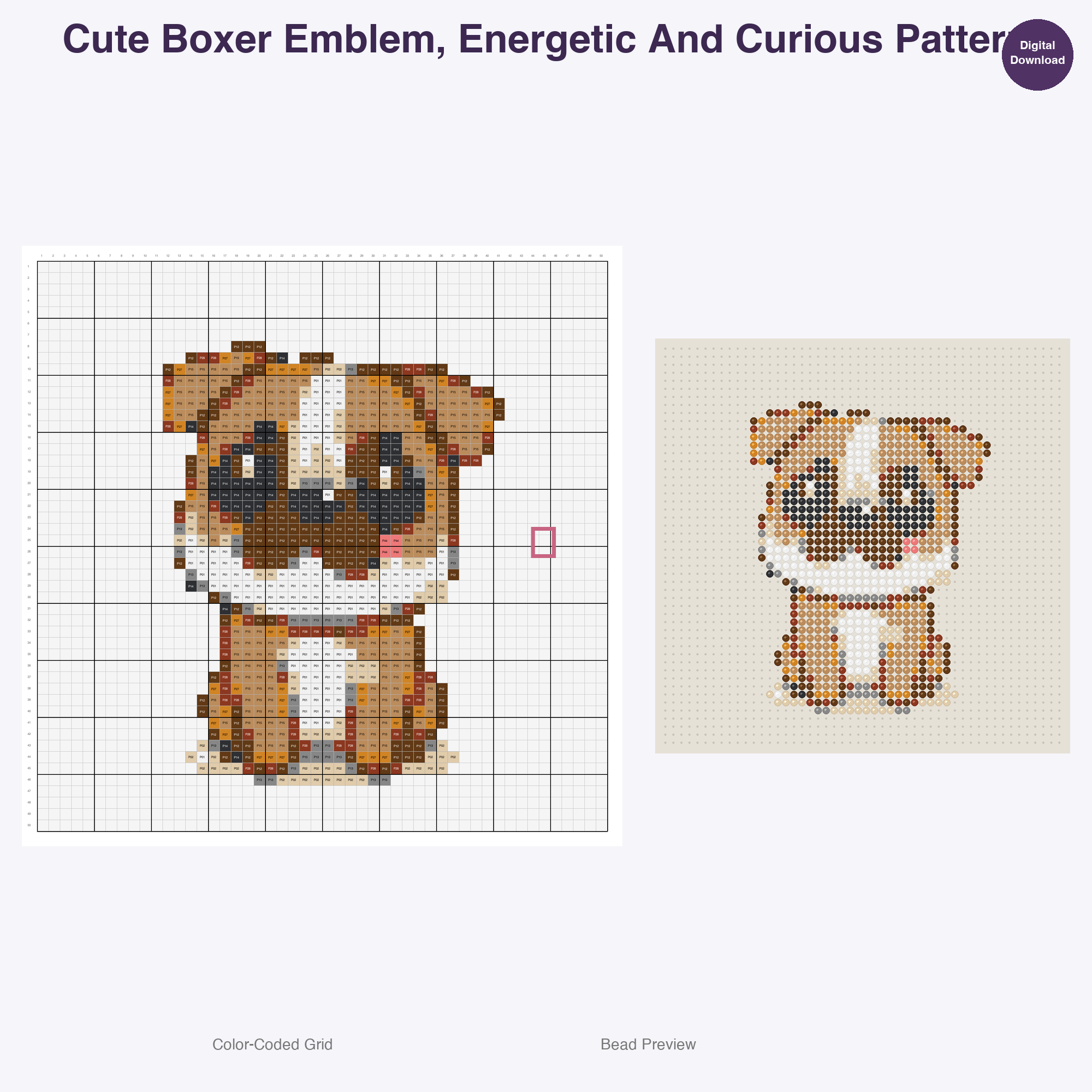 Heraldic Hound Emblems Perler Bead Patterns, 48 Designs x 3 Grid Sizes (29x29 + 50x50 + 128x128), Fuse Bead PDF Digital Download