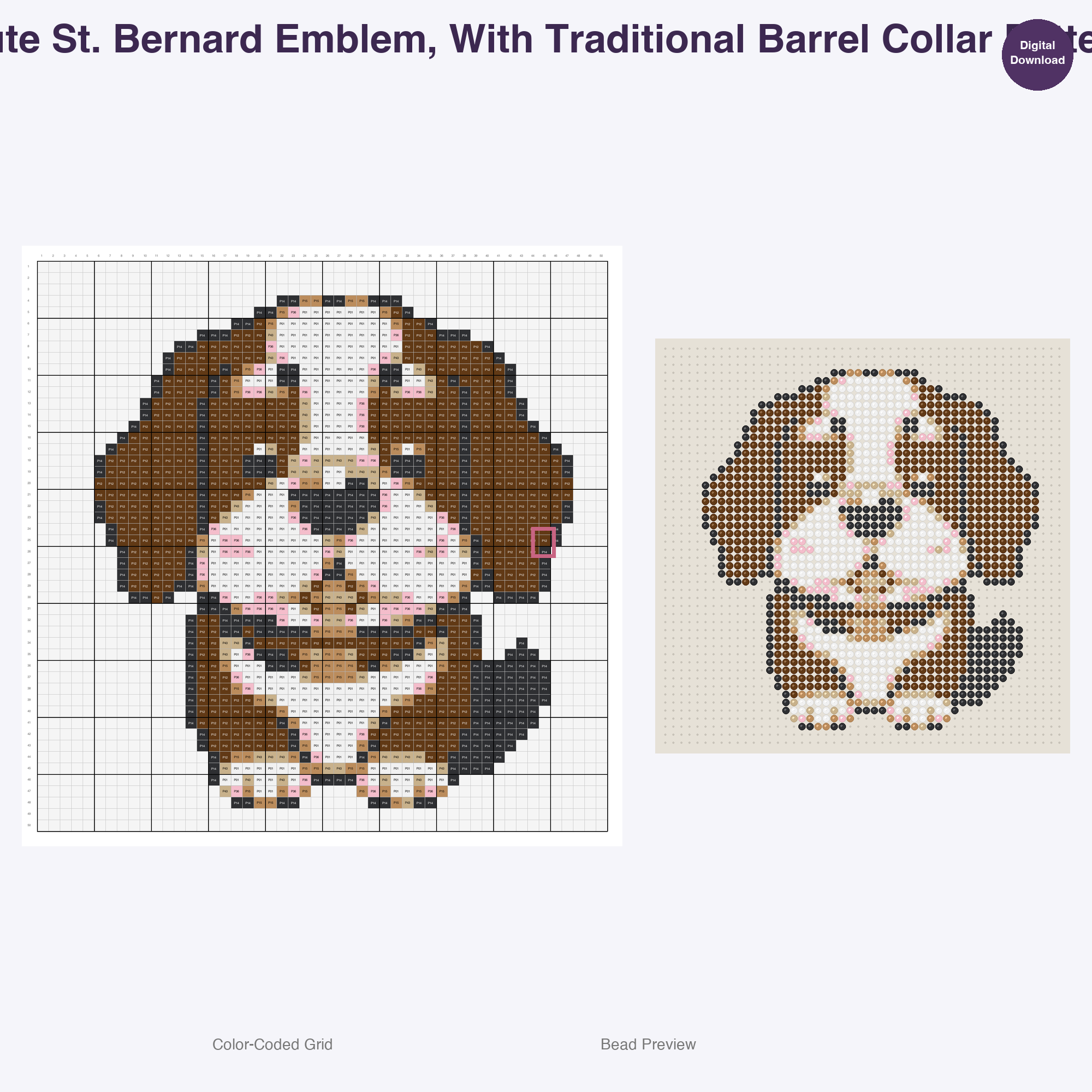 Heraldic Hound Emblems Perler Bead Patterns, 48 Designs x 3 Grid Sizes (29x29 + 50x50 + 128x128), Fuse Bead PDF Digital Download