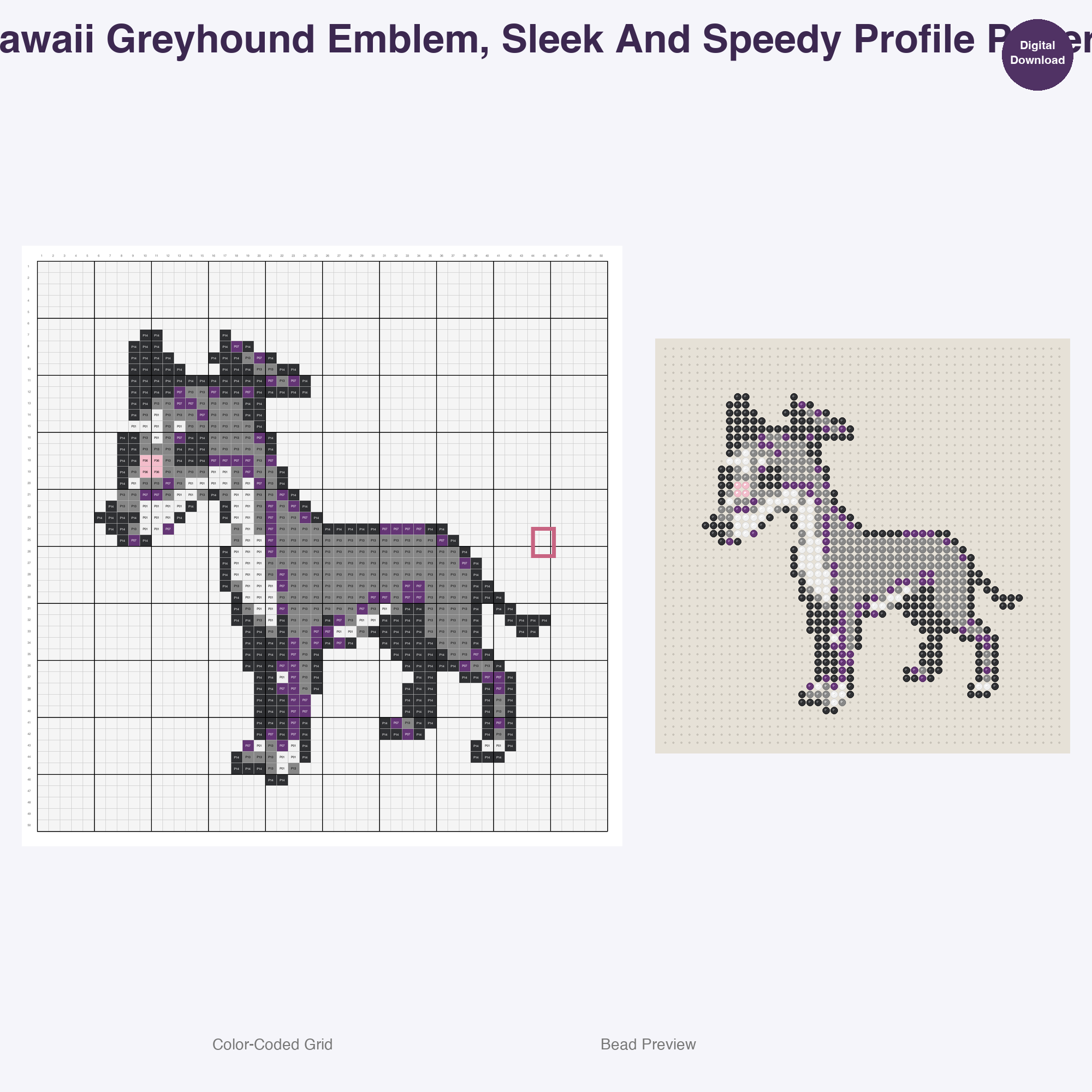 Heraldic Hound Emblems Perler Bead Patterns, 48 Designs x 3 Grid Sizes (29x29 + 50x50 + 128x128), Fuse Bead PDF Digital Download