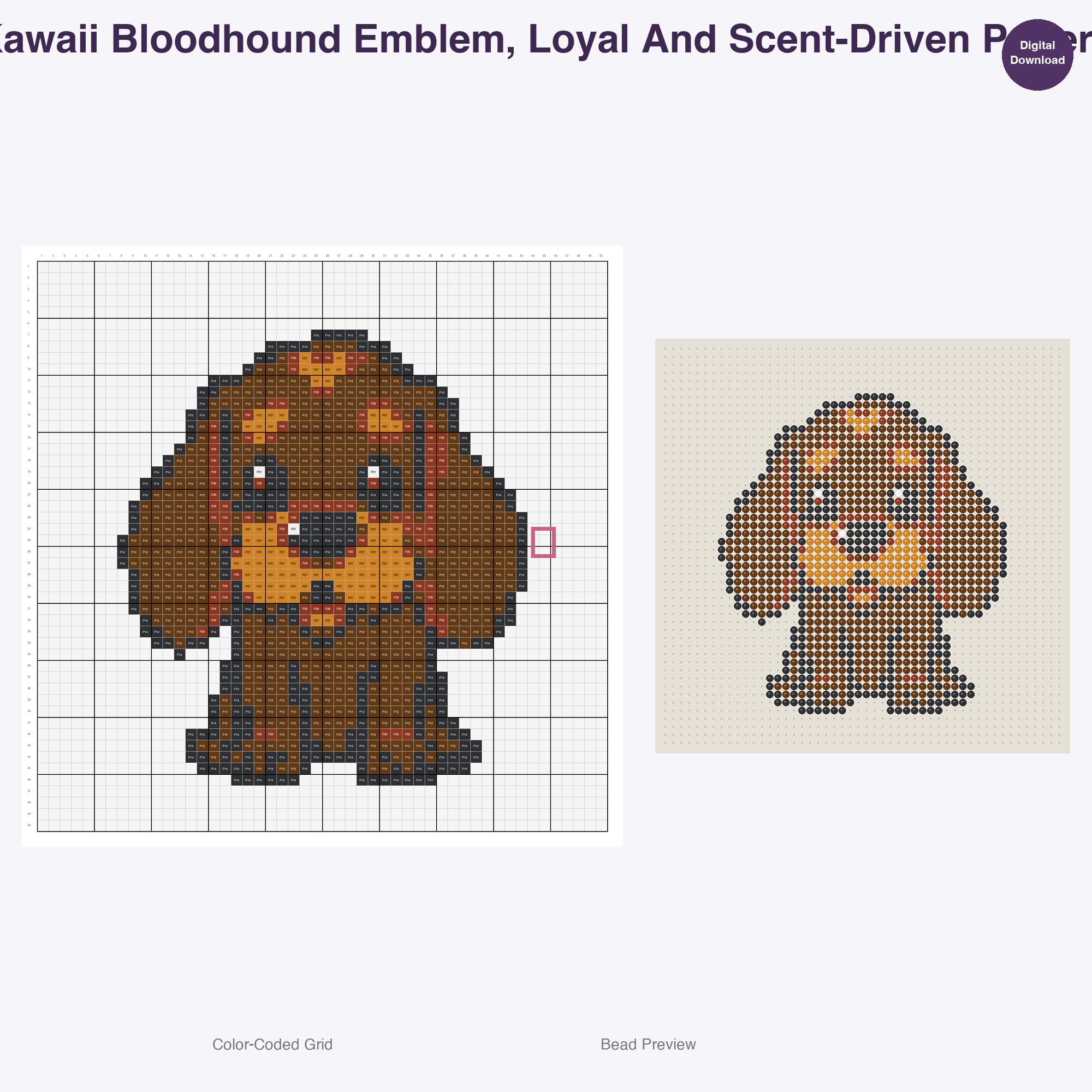 Heraldic Hound Emblems Perler Bead Patterns, 48 Designs x 3 Grid Sizes (29x29 + 50x50 + 128x128), Fuse Bead PDF Digital Download