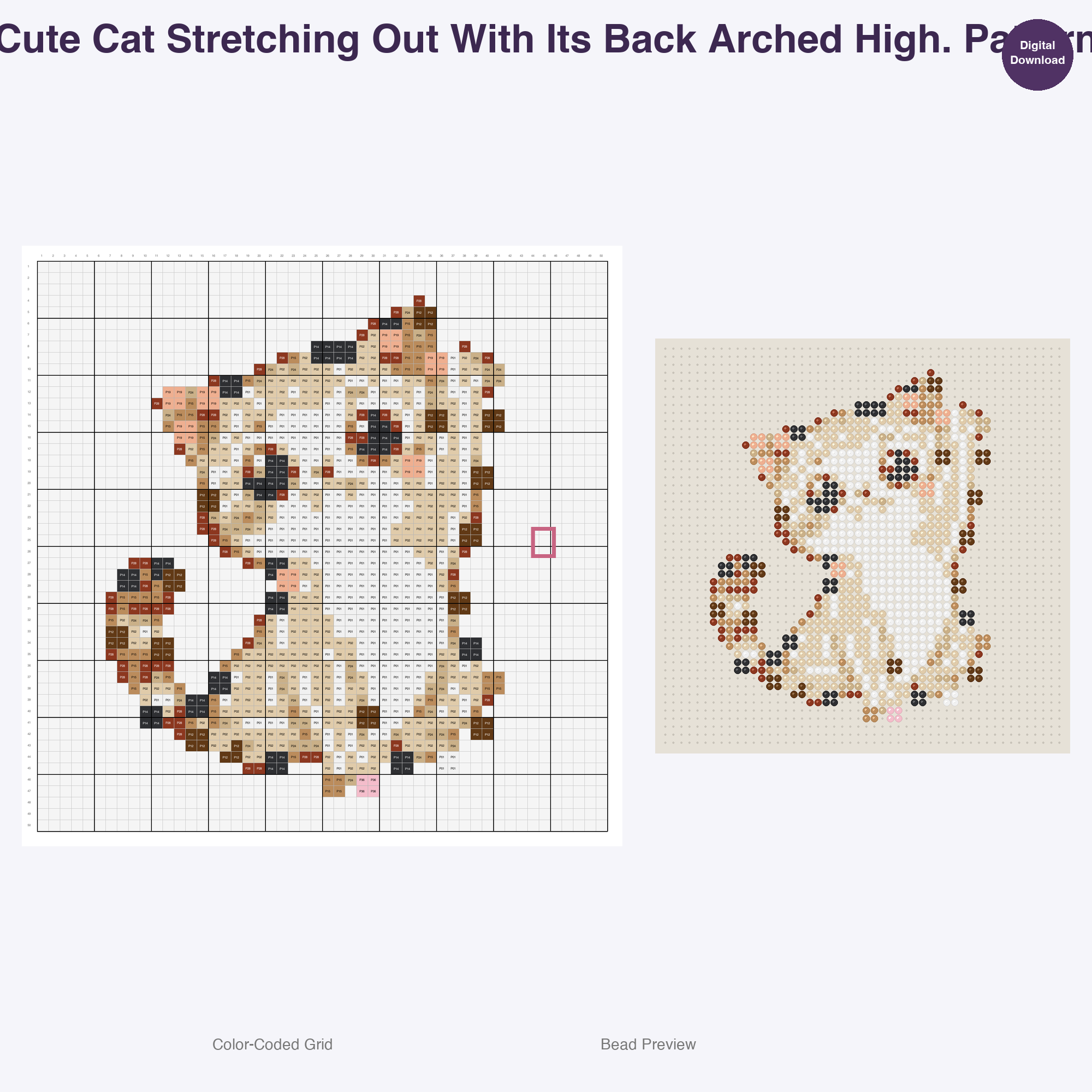 Hilarious Housecats Daily Perler Bead Patterns, 48 Designs x 3 Grid Sizes (29x29 + 50x50 + 128x128), Fuse Bead PDF Digital Download