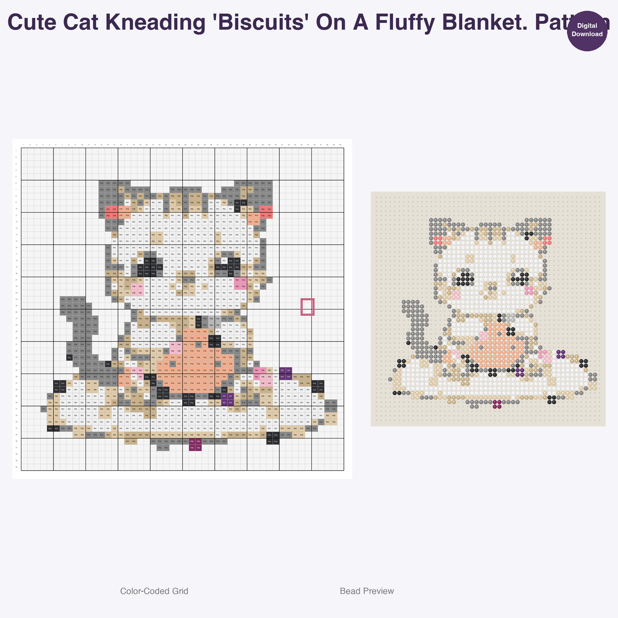 Hilarious Housecats Daily Perler Bead Patterns, 48 Designs x 3 Grid Sizes (29x29 + 50x50 + 128x128), Fuse Bead PDF Digital Download