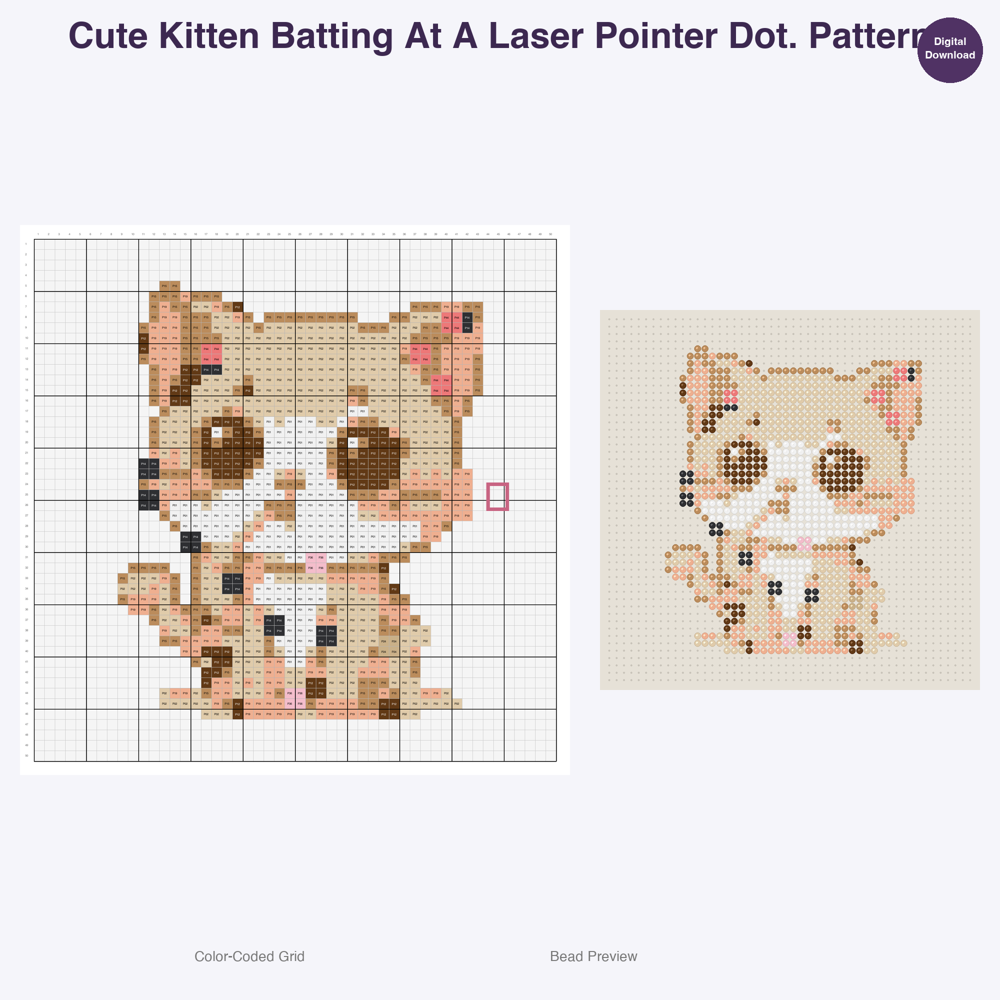 Hilarious Housecats Daily Perler Bead Patterns, 48 Designs x 3 Grid Sizes (29x29 + 50x50 + 128x128), Fuse Bead PDF Digital Download