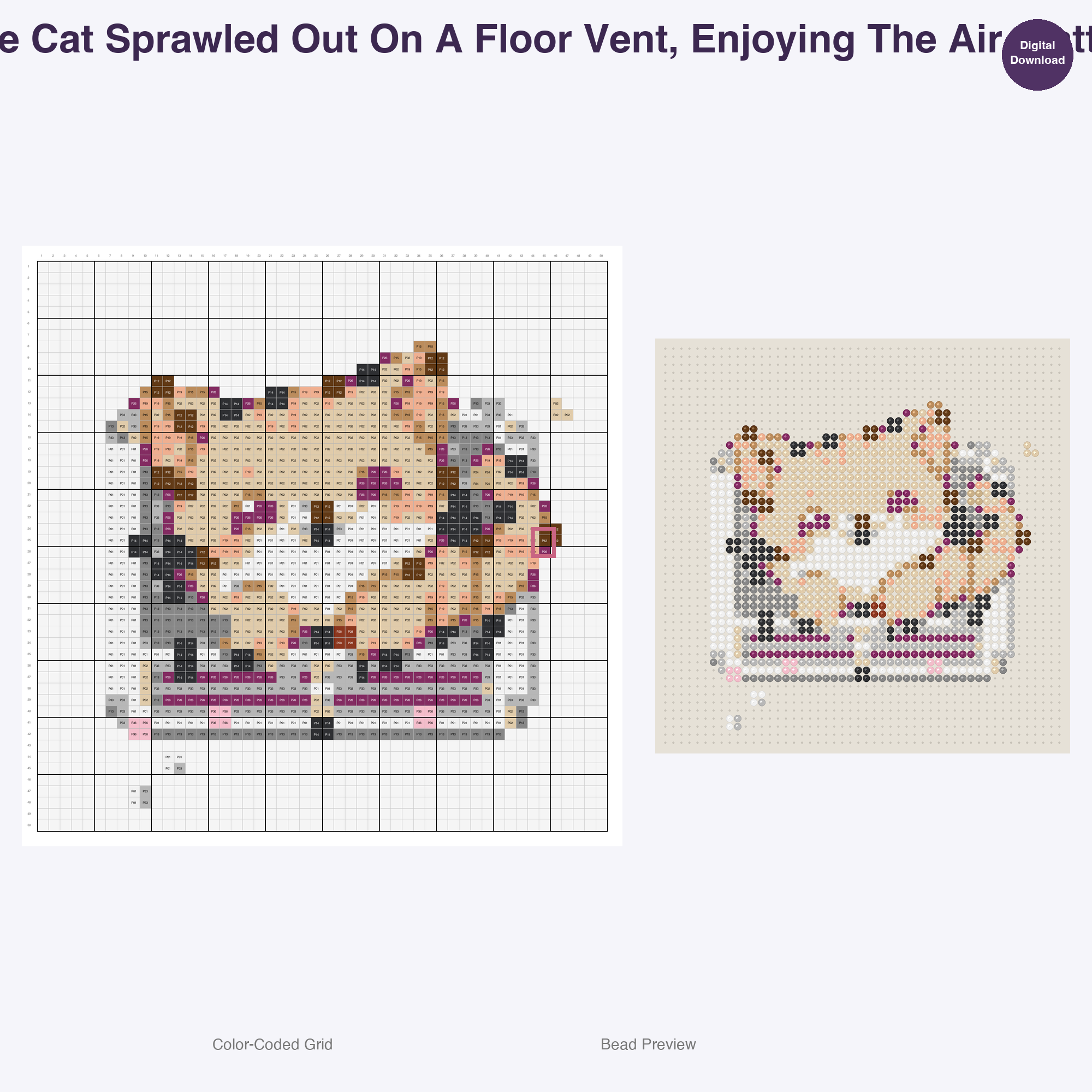 Hilarious Housecats Daily Perler Bead Patterns, 48 Designs x 3 Grid Sizes (29x29 + 50x50 + 128x128), Fuse Bead PDF Digital Download