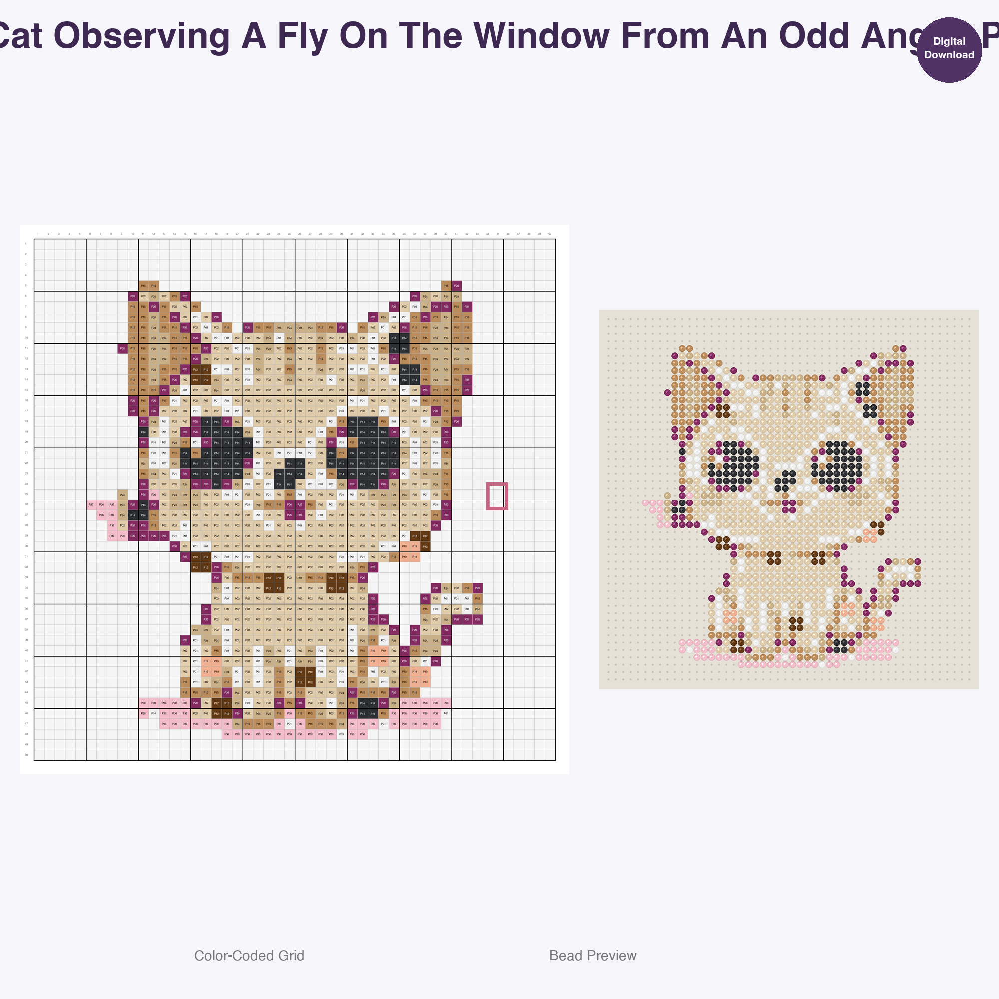 Hilarious Housecats Daily Perler Bead Patterns, 48 Designs x 3 Grid Sizes (29x29 + 50x50 + 128x128), Fuse Bead PDF Digital Download