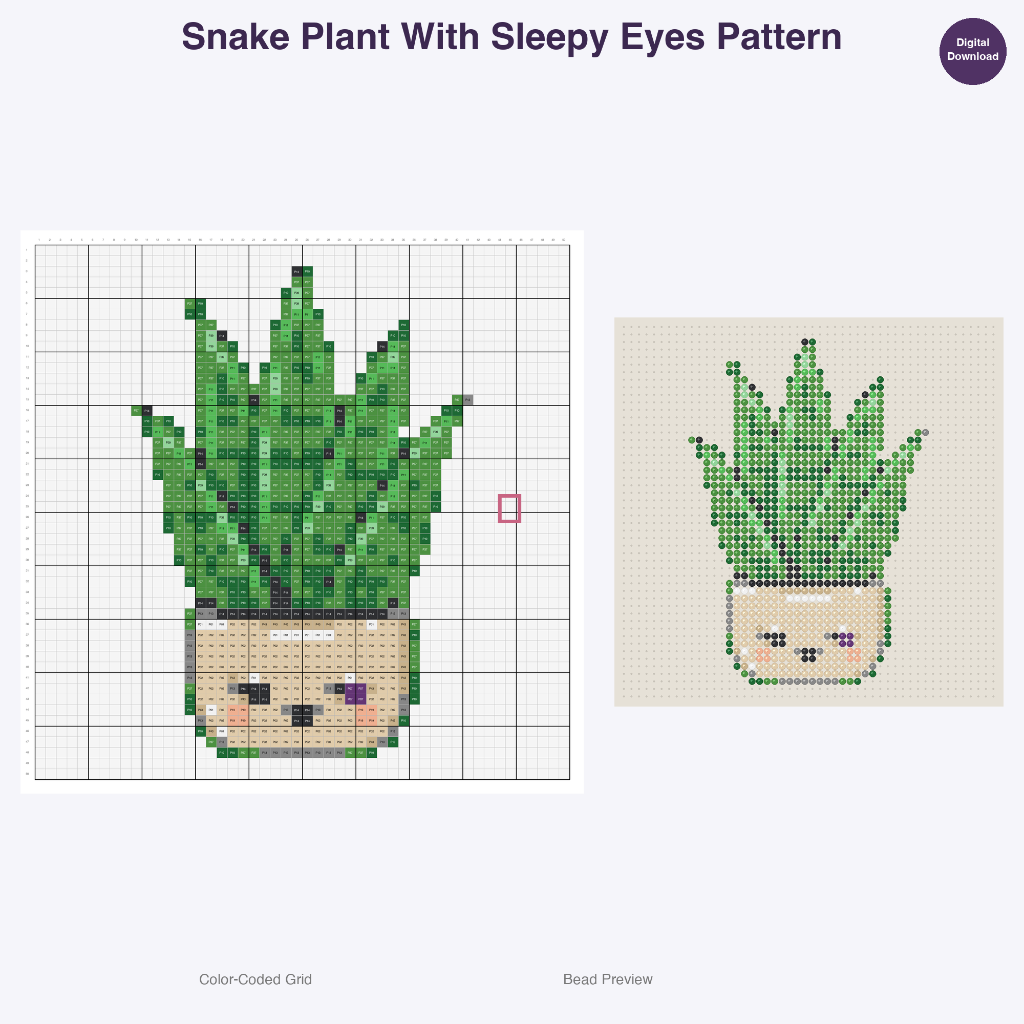 Houseplants & Succulents Perler Bead Patterns, 48 Designs x 3 Grid Sizes (29x29 + 50x50 + 128x128), Fuse Bead PDF Digital Download