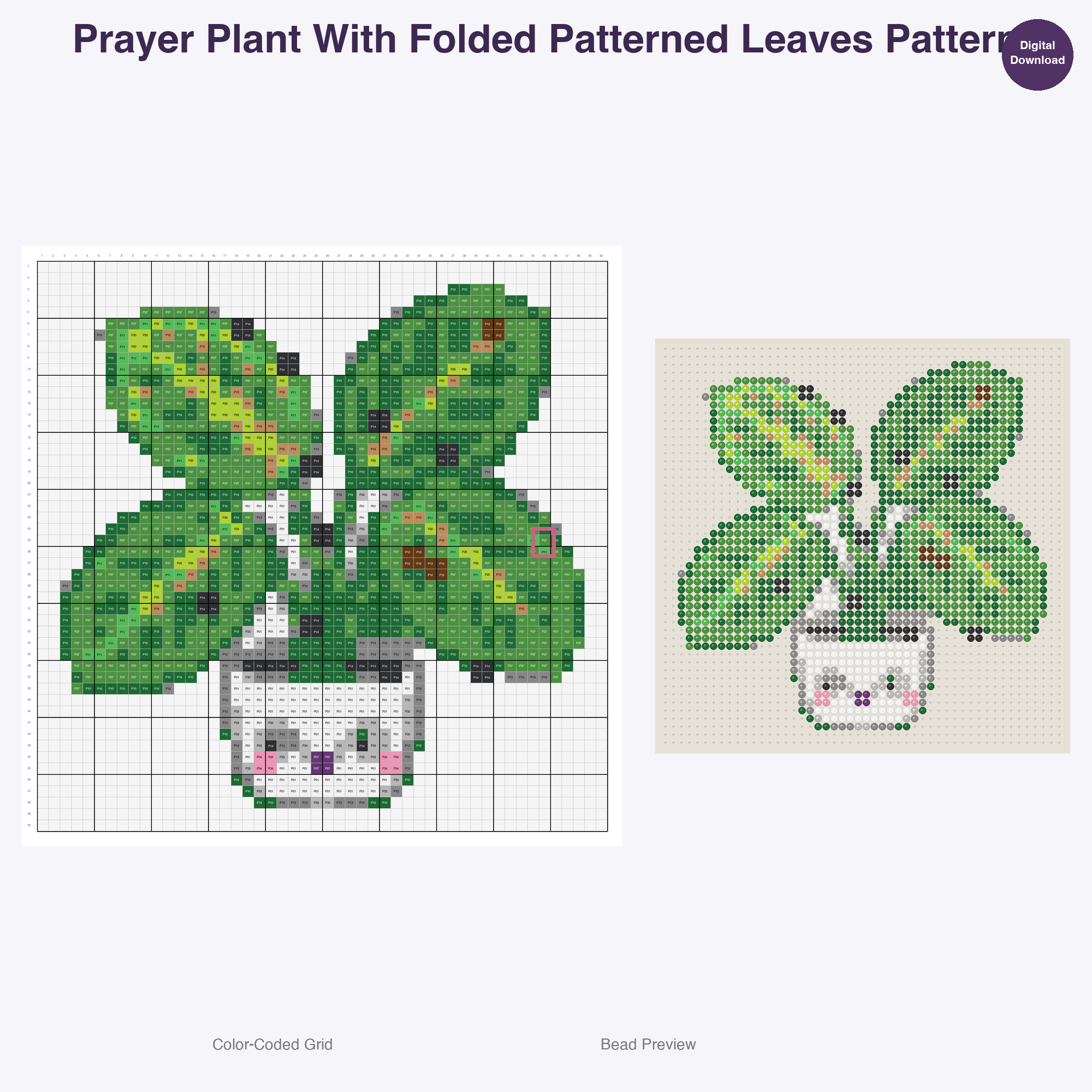 Houseplants & Succulents Perler Bead Patterns, 48 Designs x 3 Grid Sizes (29x29 + 50x50 + 128x128), Fuse Bead PDF Digital Download