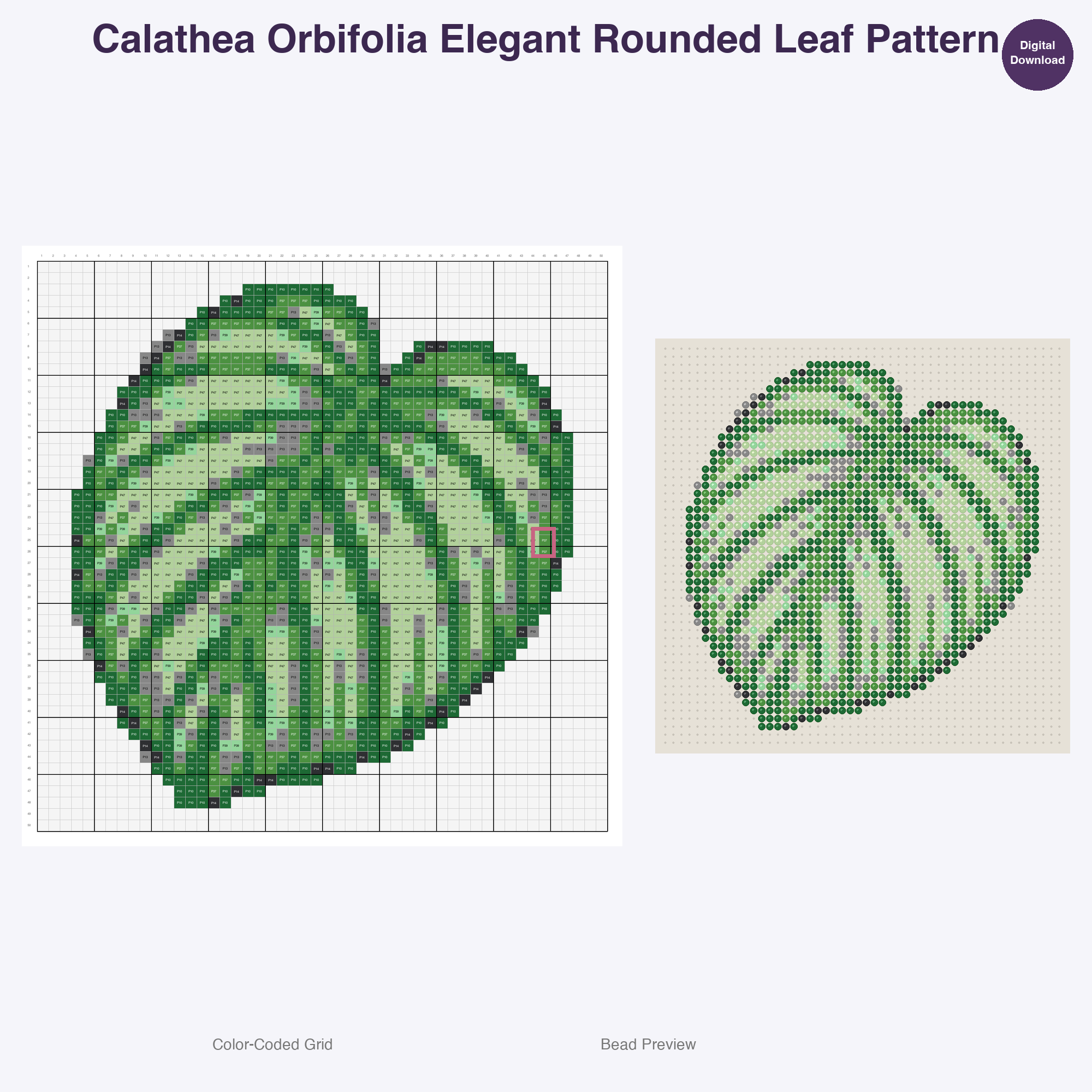 Houseplants & Succulents Perler Bead Patterns, 48 Designs x 3 Grid Sizes (29x29 + 50x50 + 128x128), Fuse Bead PDF Digital Download
