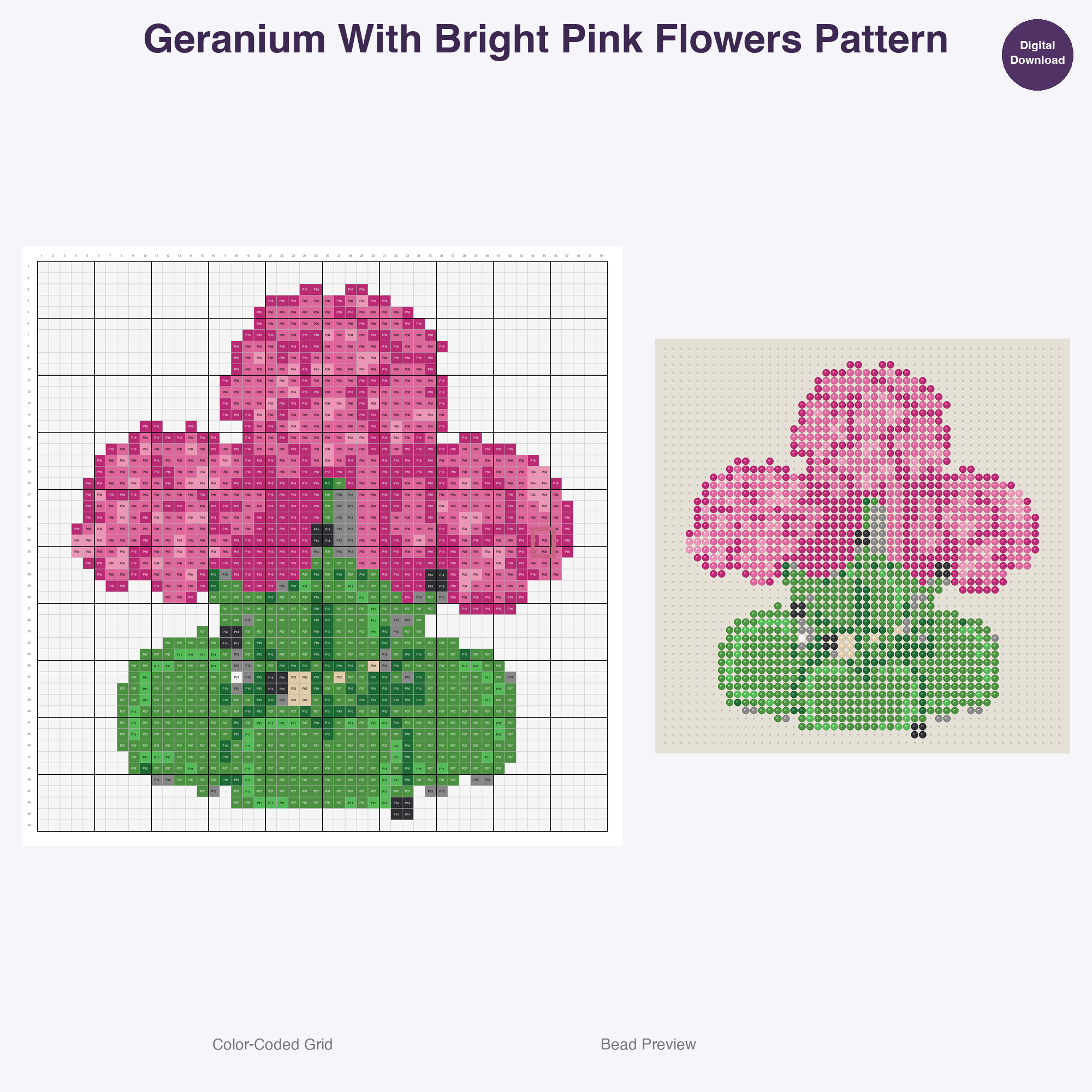 Houseplants & Succulents Perler Bead Patterns, 48 Designs x 3 Grid Sizes (29x29 + 50x50 + 128x128), Fuse Bead PDF Digital Download