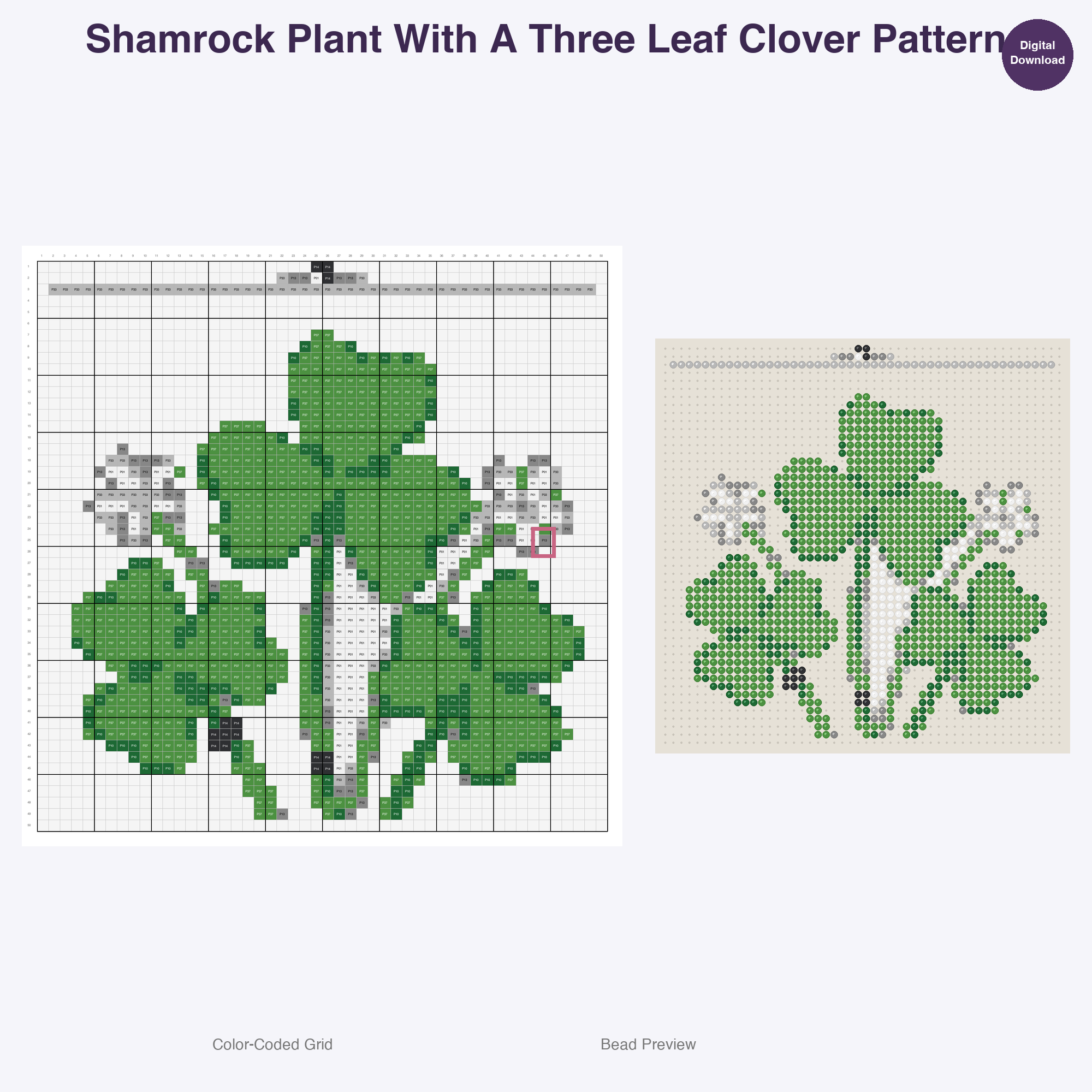 Houseplants & Succulents Perler Bead Patterns, 48 Designs x 3 Grid Sizes (29x29 + 50x50 + 128x128), Fuse Bead PDF Digital Download