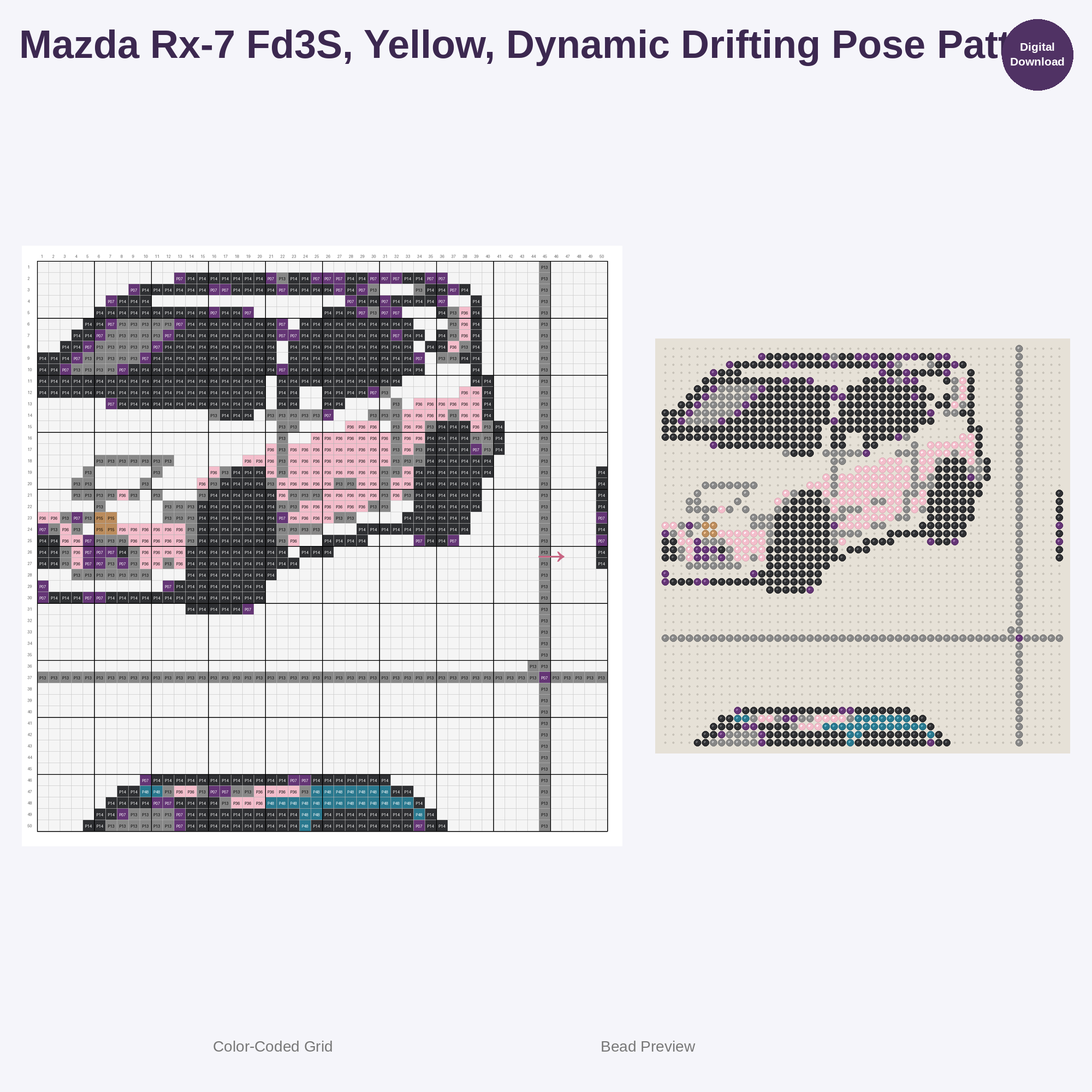 Kawaii JDM Drifters & Racers Perler Bead Patterns Bundle, 48 Designs (PDF Digital Download)