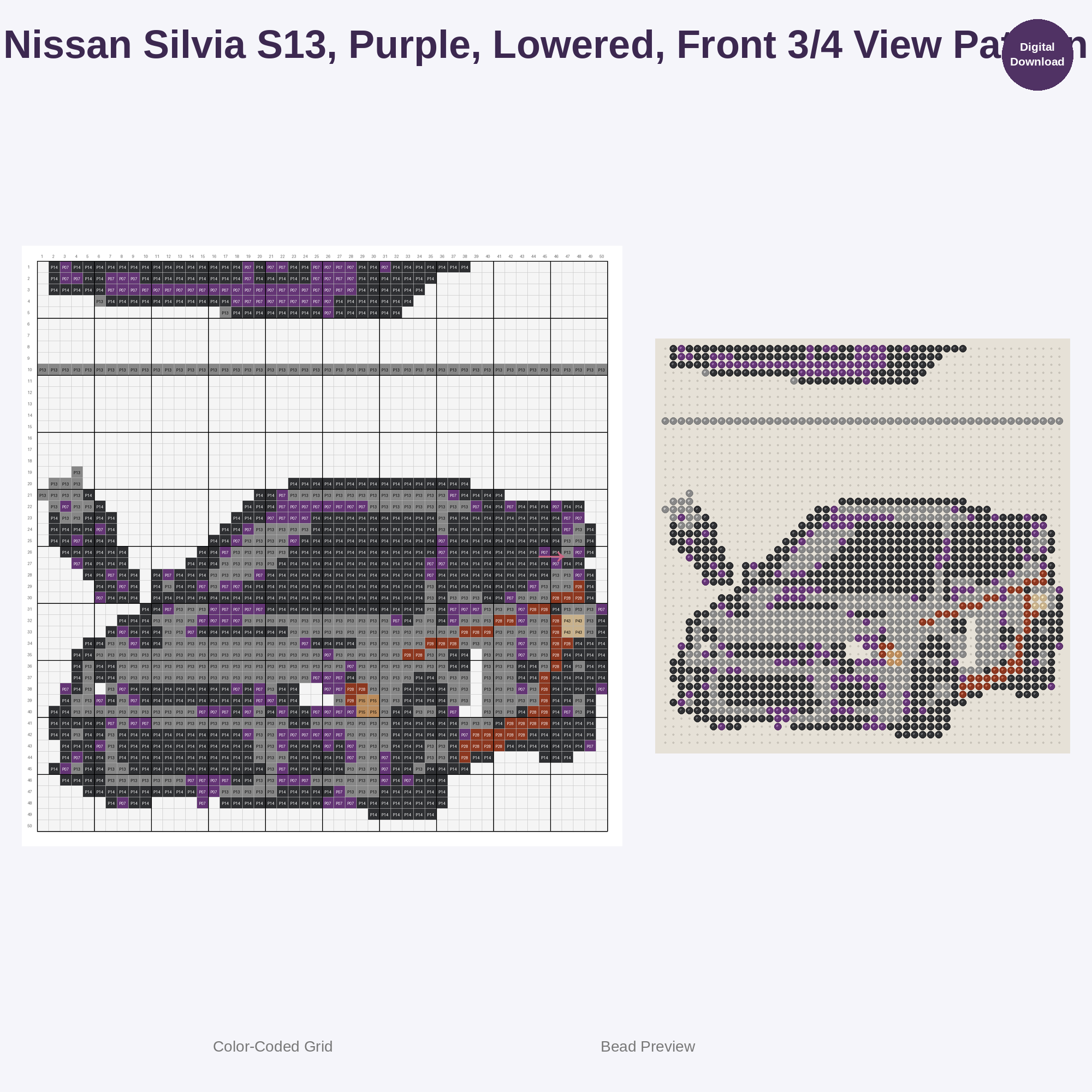 Kawaii JDM Drifters & Racers Perler Bead Patterns Bundle, 48 Designs (PDF Digital Download)