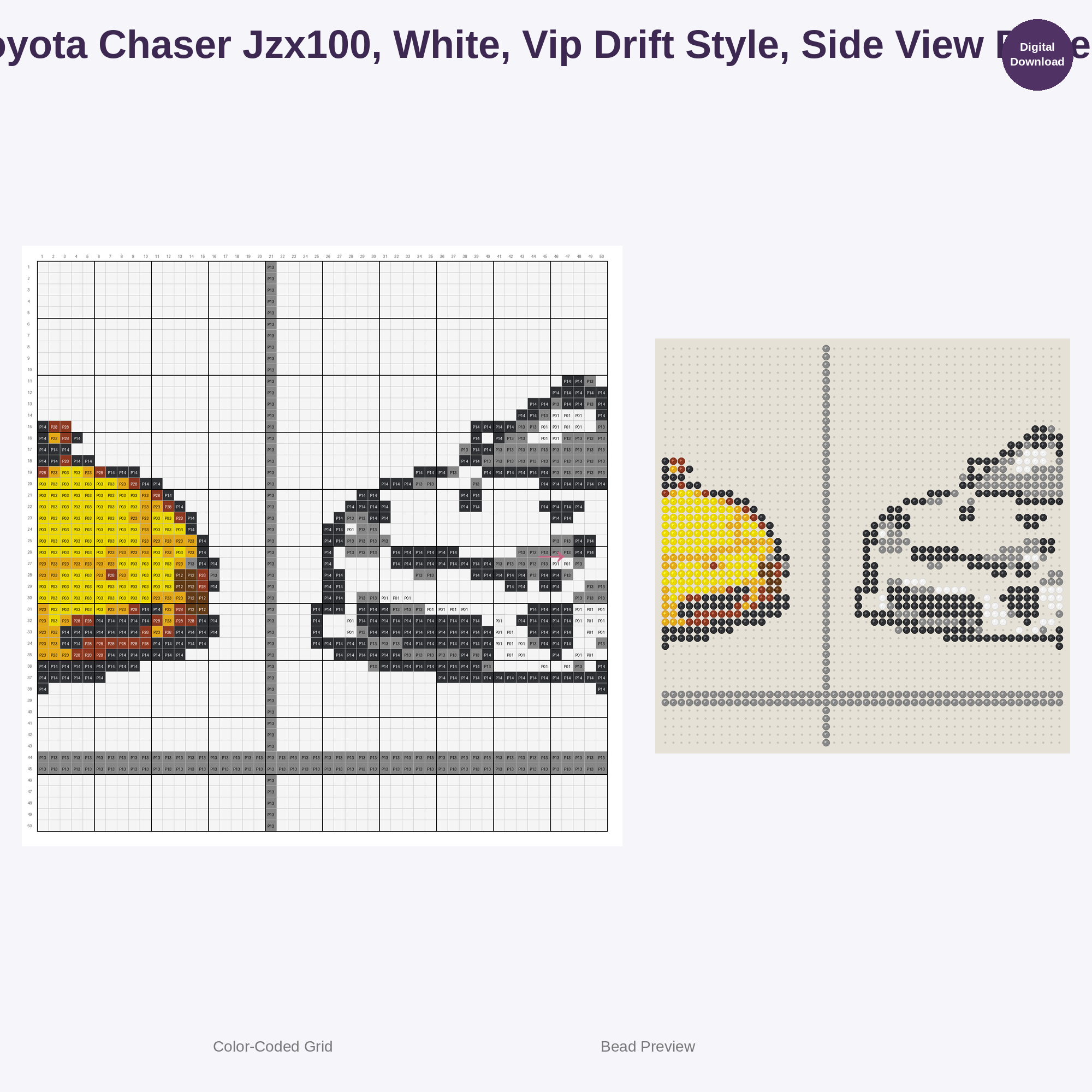 Kawaii JDM Drifters & Racers Perler Bead Patterns Bundle, 48 Designs (PDF Digital Download)
