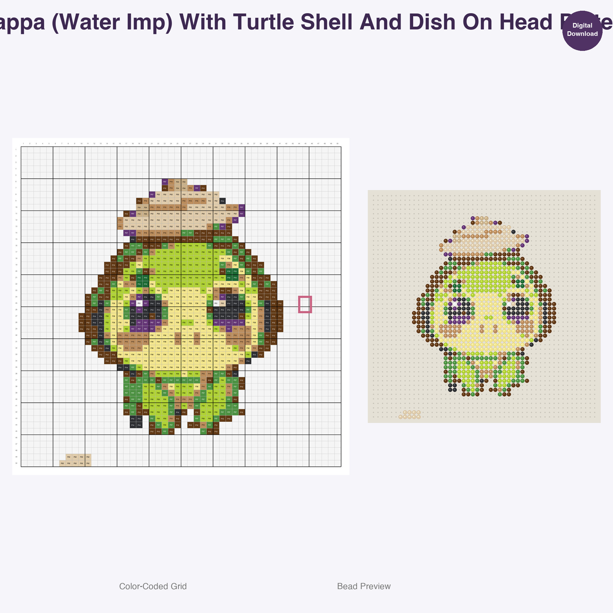 Japanese Yokai Spirits Perler Bead Patterns, 48 Designs x 2 Grid Sizes (50x50 + 128x128), Fuse Bead PDF Digital Download