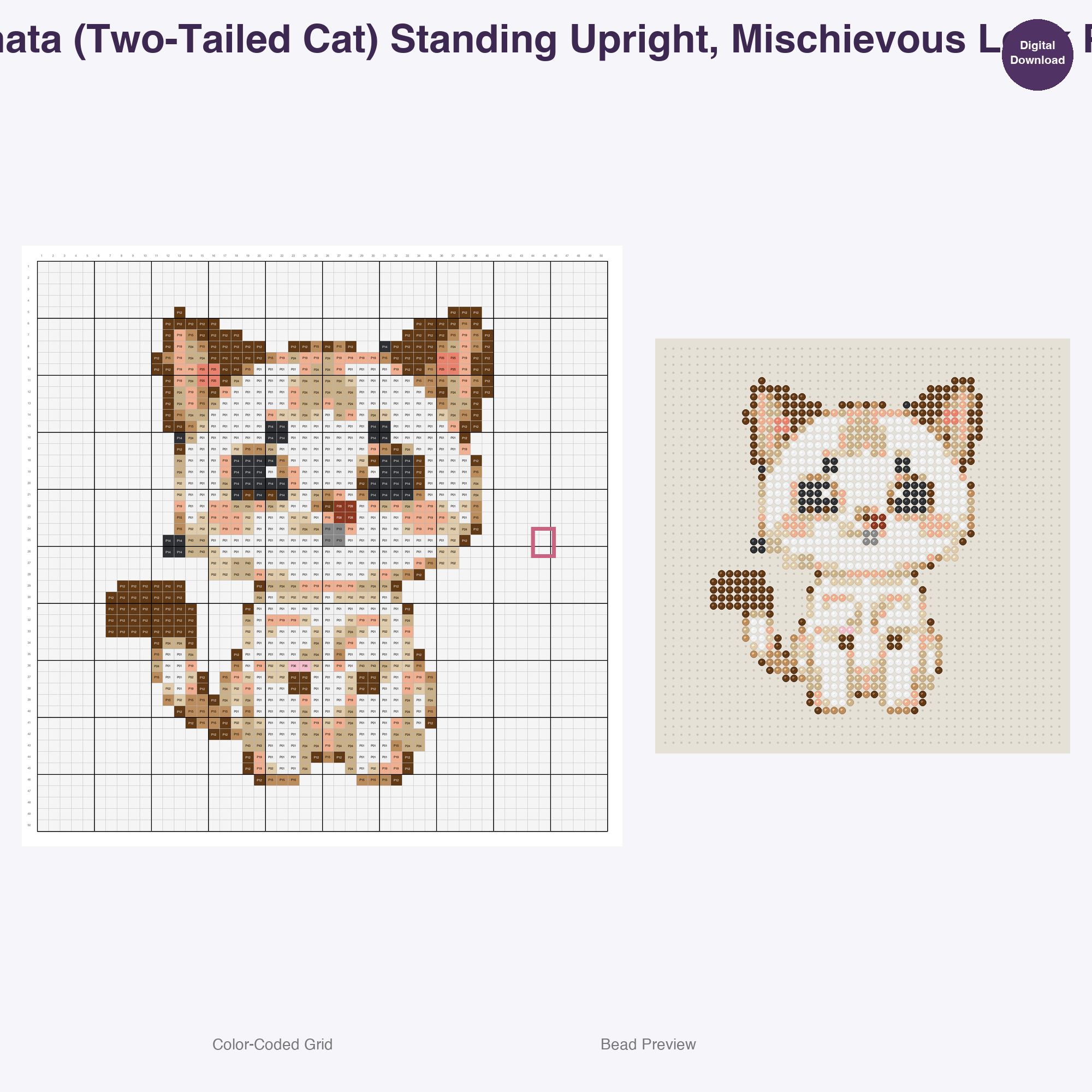 Japanese Yokai Spirits Perler Bead Patterns, 48 Designs x 2 Grid Sizes (50x50 + 128x128), Fuse Bead PDF Digital Download