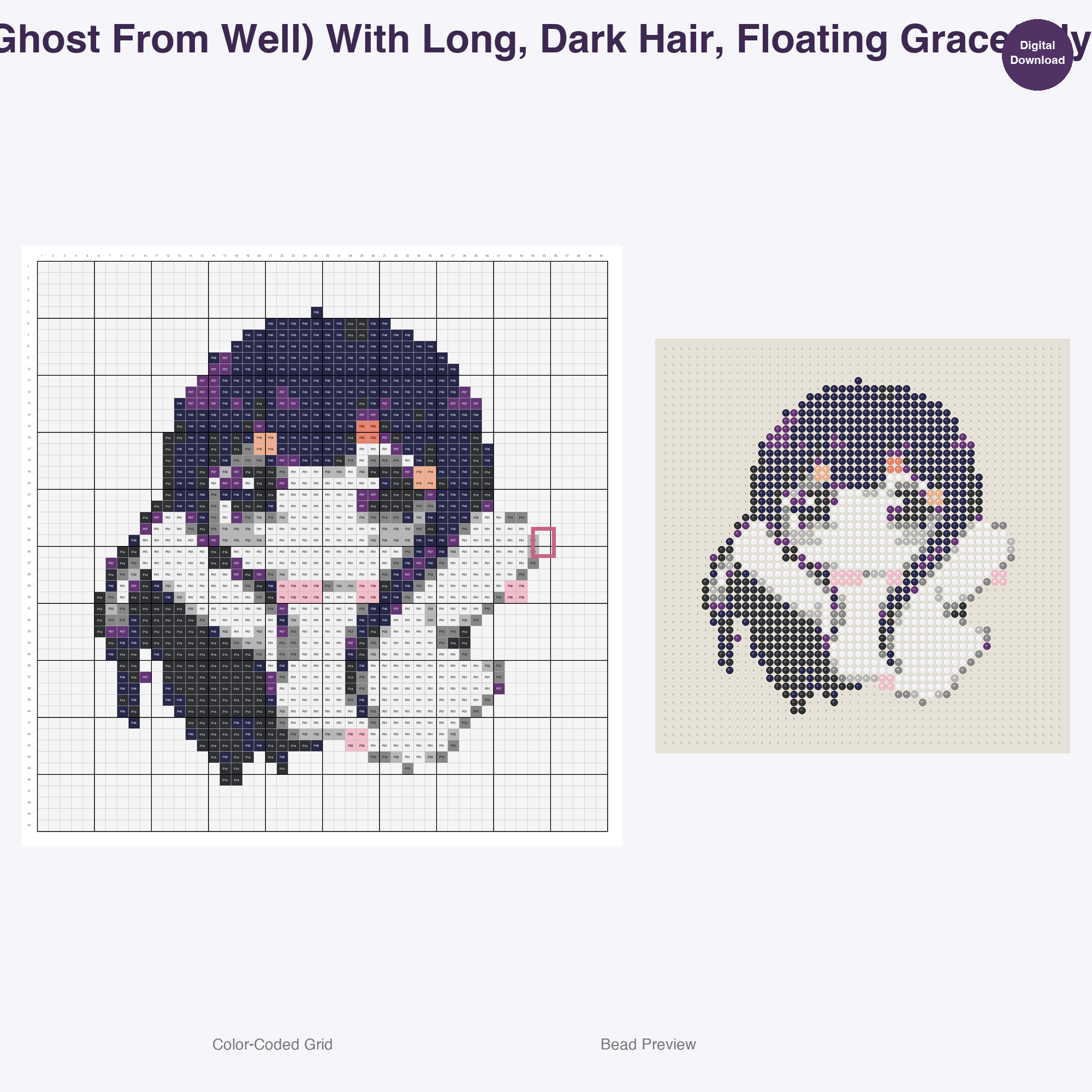 Japanese Yokai Spirits Perler Bead Patterns, 48 Designs x 2 Grid Sizes (50x50 + 128x128), Fuse Bead PDF Digital Download