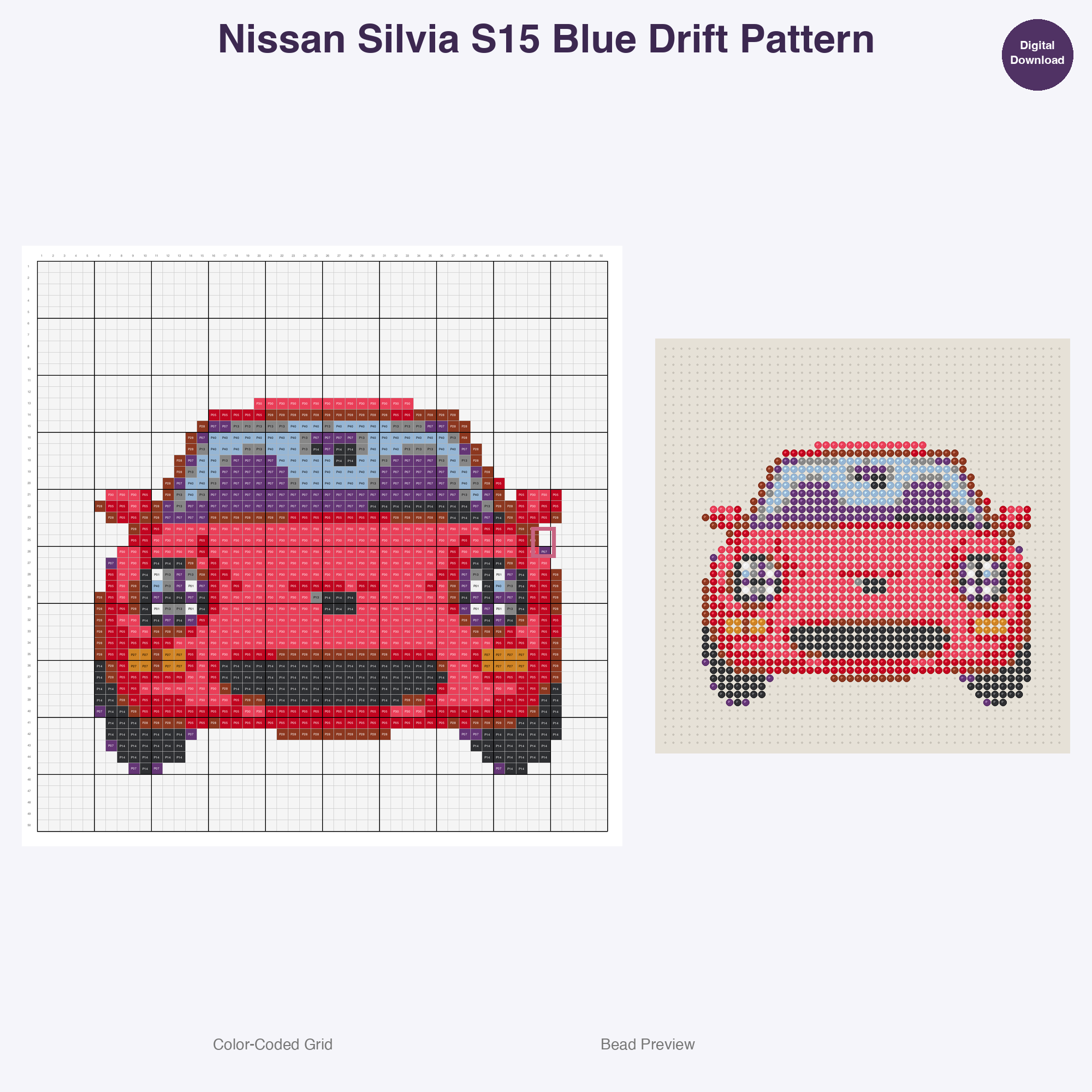 Kawaii JDM Drifters & Racers Perler Bead Patterns Bundle, 48 Designs (PDF Digital Download)
