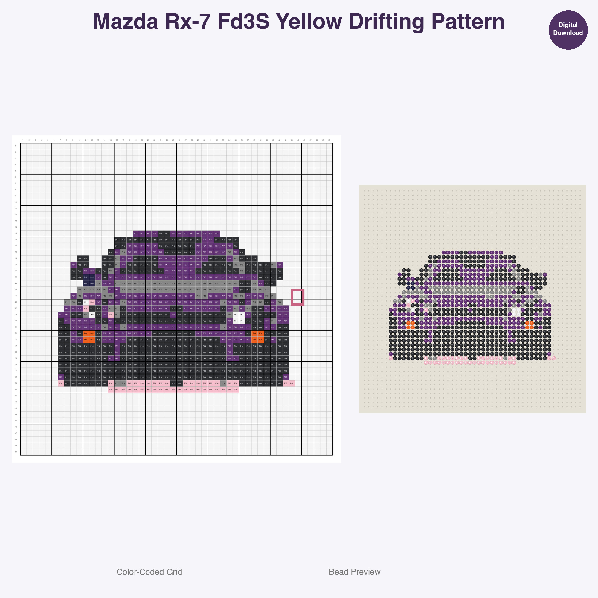 Kawaii JDM Drifters & Racers Perler Bead Patterns Bundle, 48 Designs (PDF Digital Download)