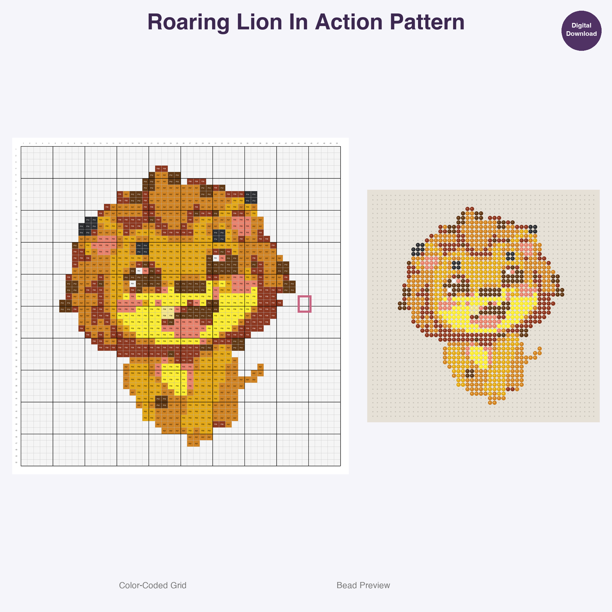 Jungle Jive Critters Perler Bead Patterns, 48 Designs x 3 Grid Sizes (29x29 + 50x50 + 128x128), Fuse Bead PDF Digital Download