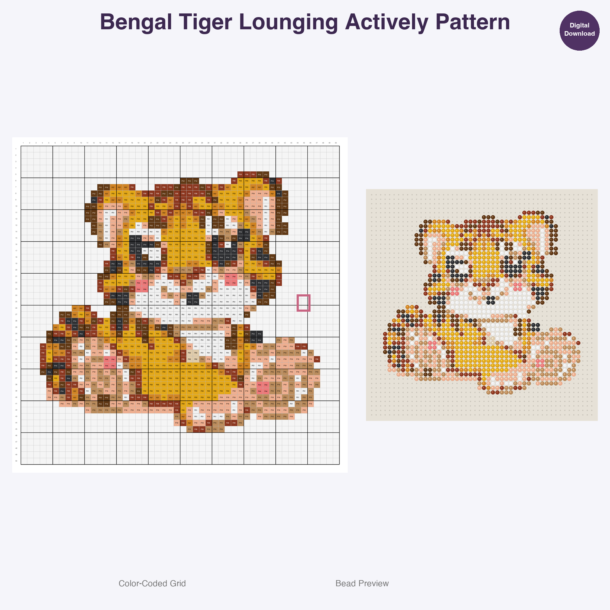 Jungle Jive Critters Perler Bead Patterns, 48 Designs x 3 Grid Sizes (29x29 + 50x50 + 128x128), Fuse Bead PDF Digital Download