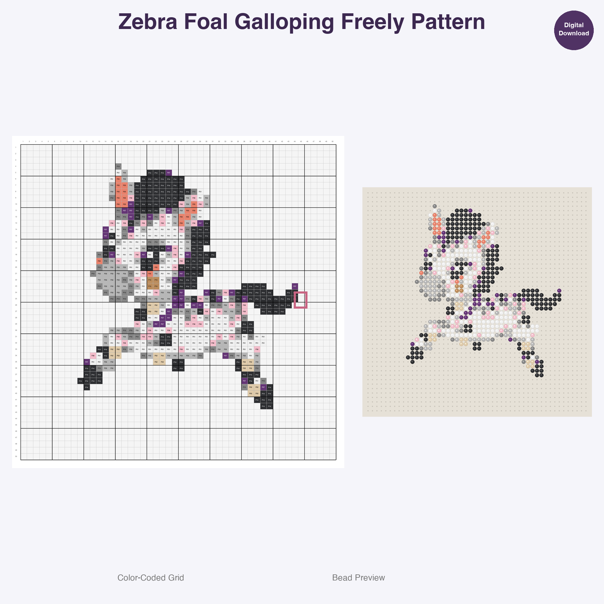 Jungle Jive Critters Perler Bead Patterns, 48 Designs x 3 Grid Sizes (29x29 + 50x50 + 128x128), Fuse Bead PDF Digital Download