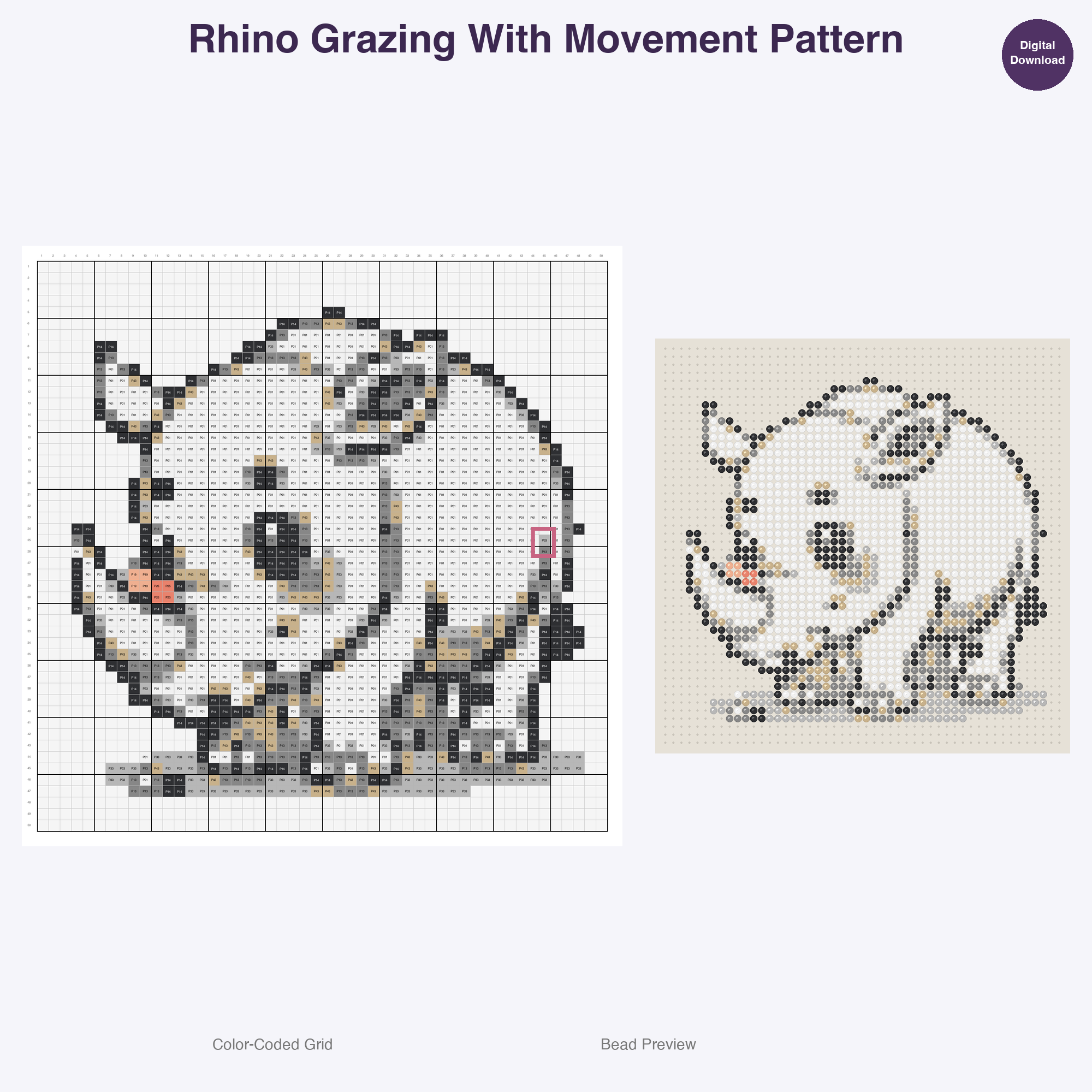 Jungle Jive Critters Perler Bead Patterns, 48 Designs x 3 Grid Sizes (29x29 + 50x50 + 128x128), Fuse Bead PDF Digital Download
