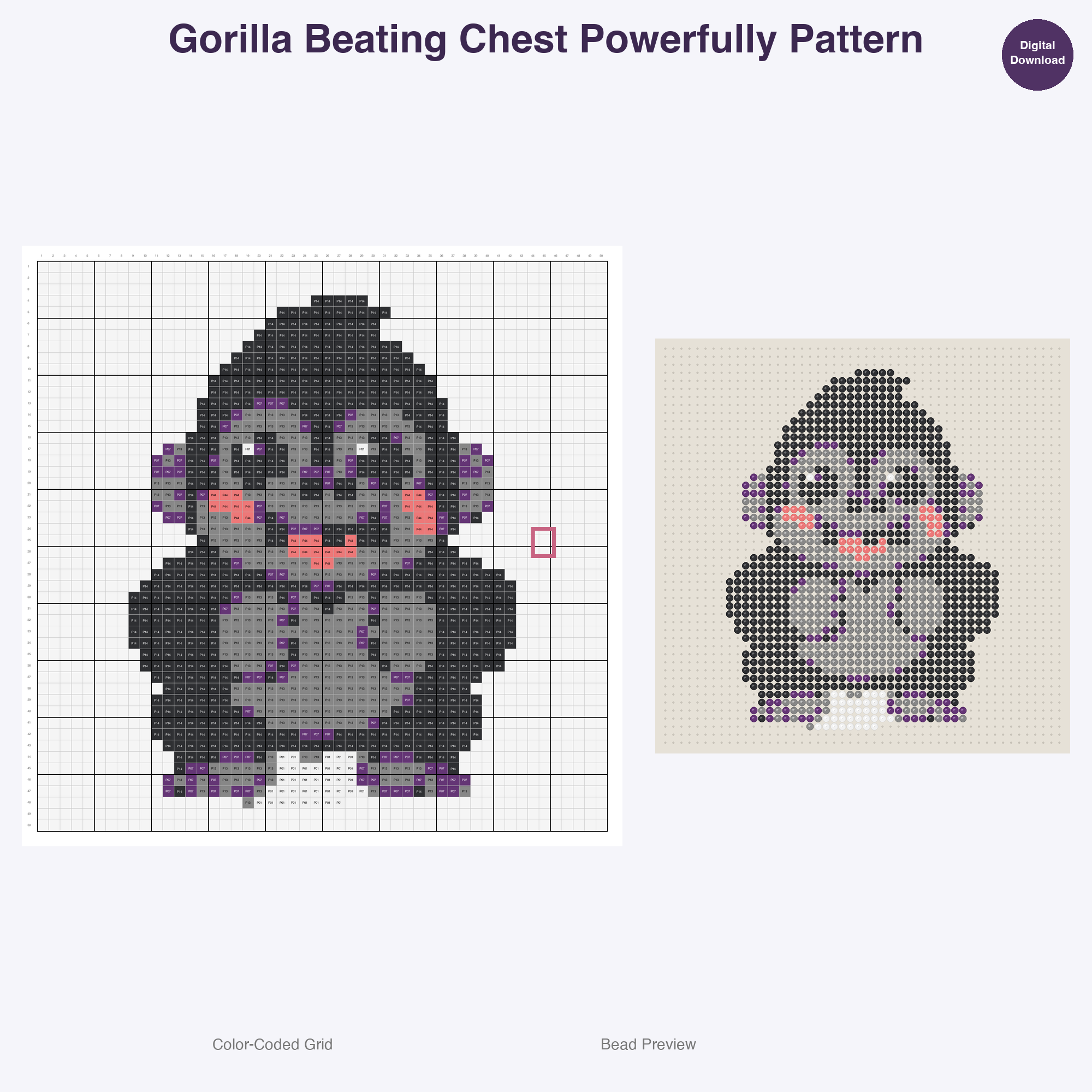 Jungle Jive Critters Perler Bead Patterns, 48 Designs x 3 Grid Sizes (29x29 + 50x50 + 128x128), Fuse Bead PDF Digital Download