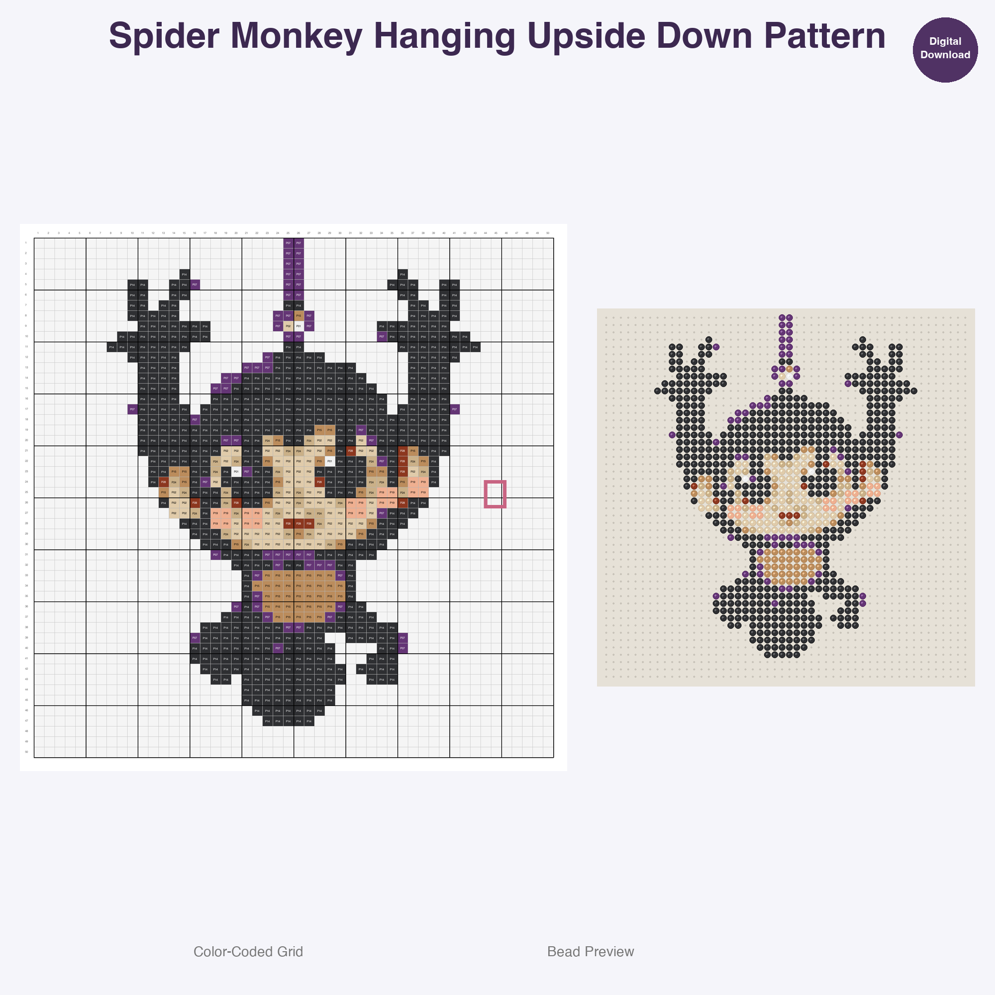 Jungle Jive Critters Perler Bead Patterns, 48 Designs x 3 Grid Sizes (29x29 + 50x50 + 128x128), Fuse Bead PDF Digital Download