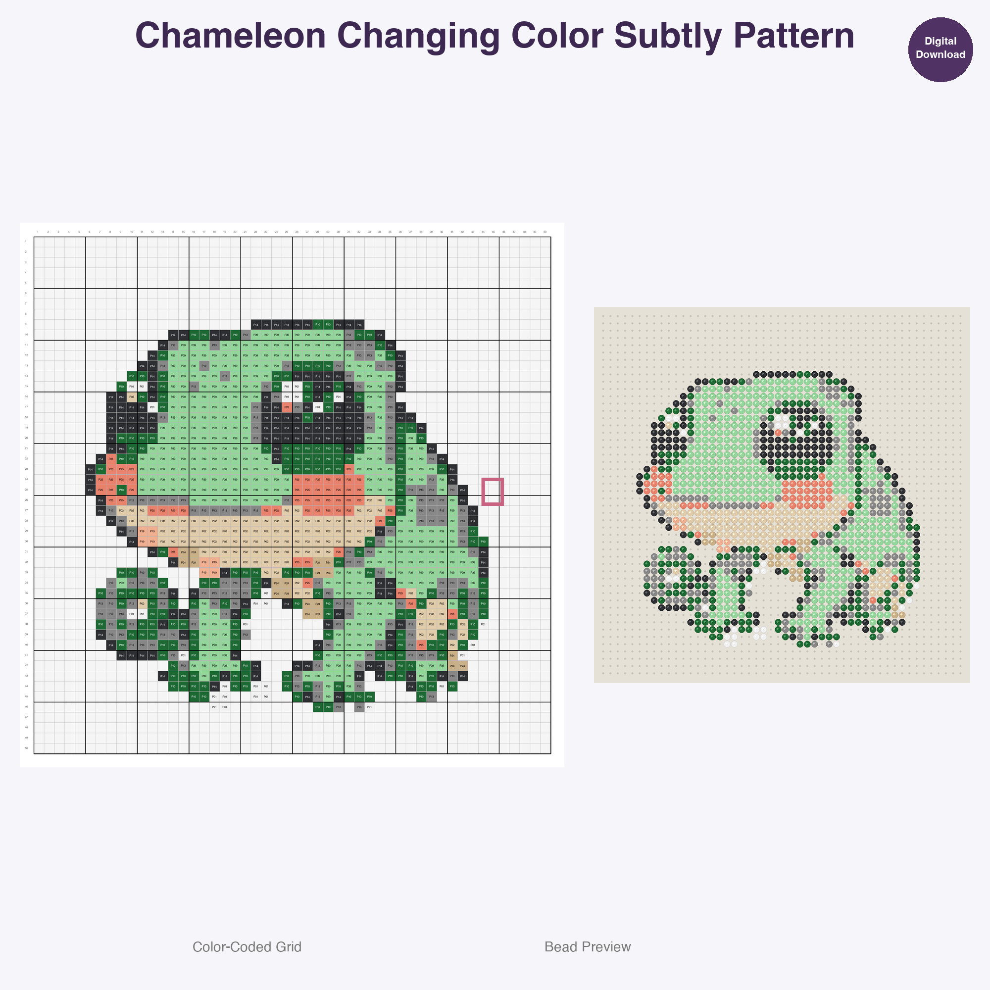 Jungle Jive Critters Perler Bead Patterns, 48 Designs x 3 Grid Sizes (29x29 + 50x50 + 128x128), Fuse Bead PDF Digital Download