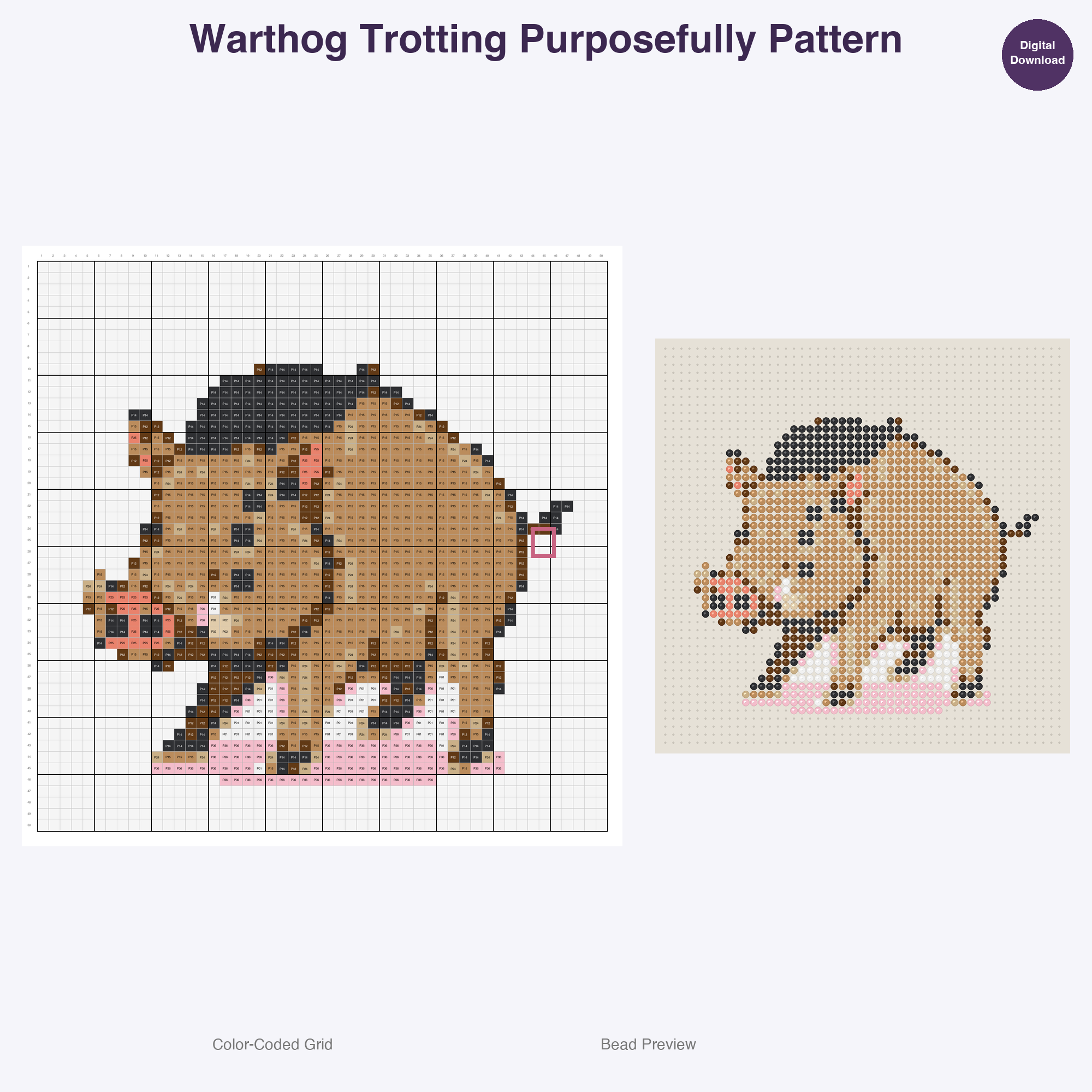 Jungle Jive Critters Perler Bead Patterns, 48 Designs x 3 Grid Sizes (29x29 + 50x50 + 128x128), Fuse Bead PDF Digital Download