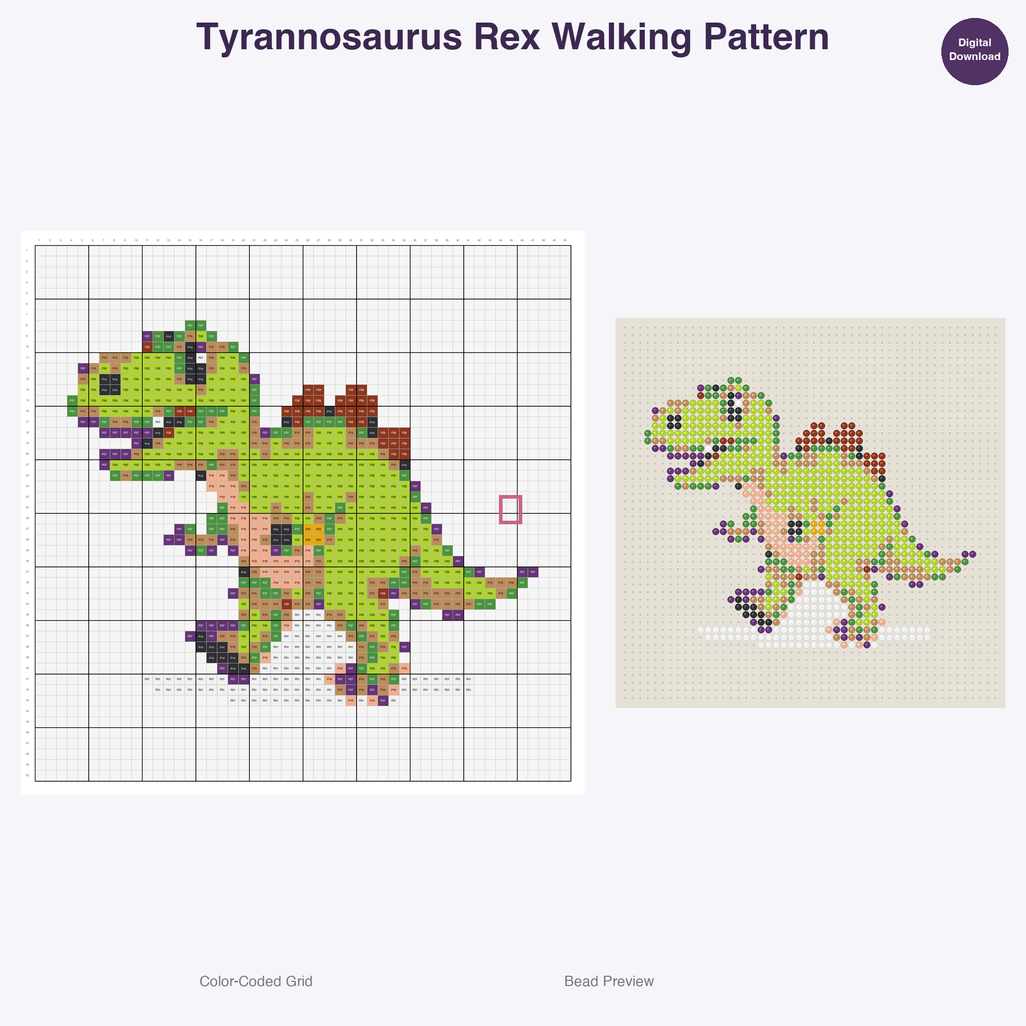 Jurassic Japesters Perler Bead Patterns, 48 Designs x 3 Grid Sizes (29x29 + 50x50 + 128x128), Fuse Bead PDF Digital Download