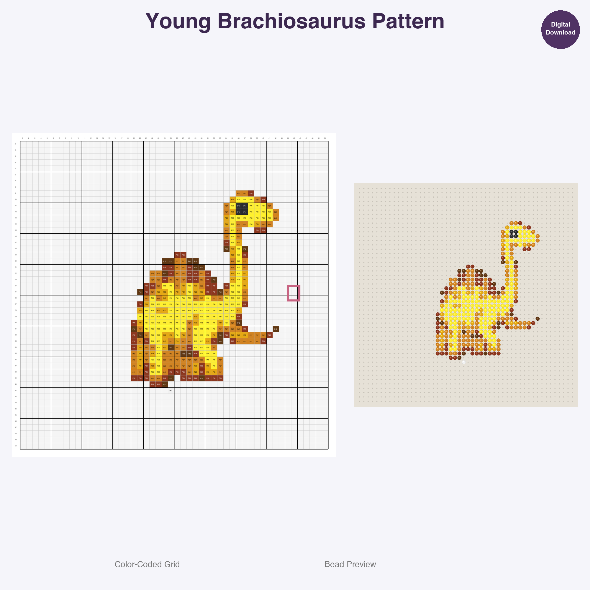 Jurassic Japesters Perler Bead Patterns, 48 Designs x 3 Grid Sizes (29x29 + 50x50 + 128x128), Fuse Bead PDF Digital Download