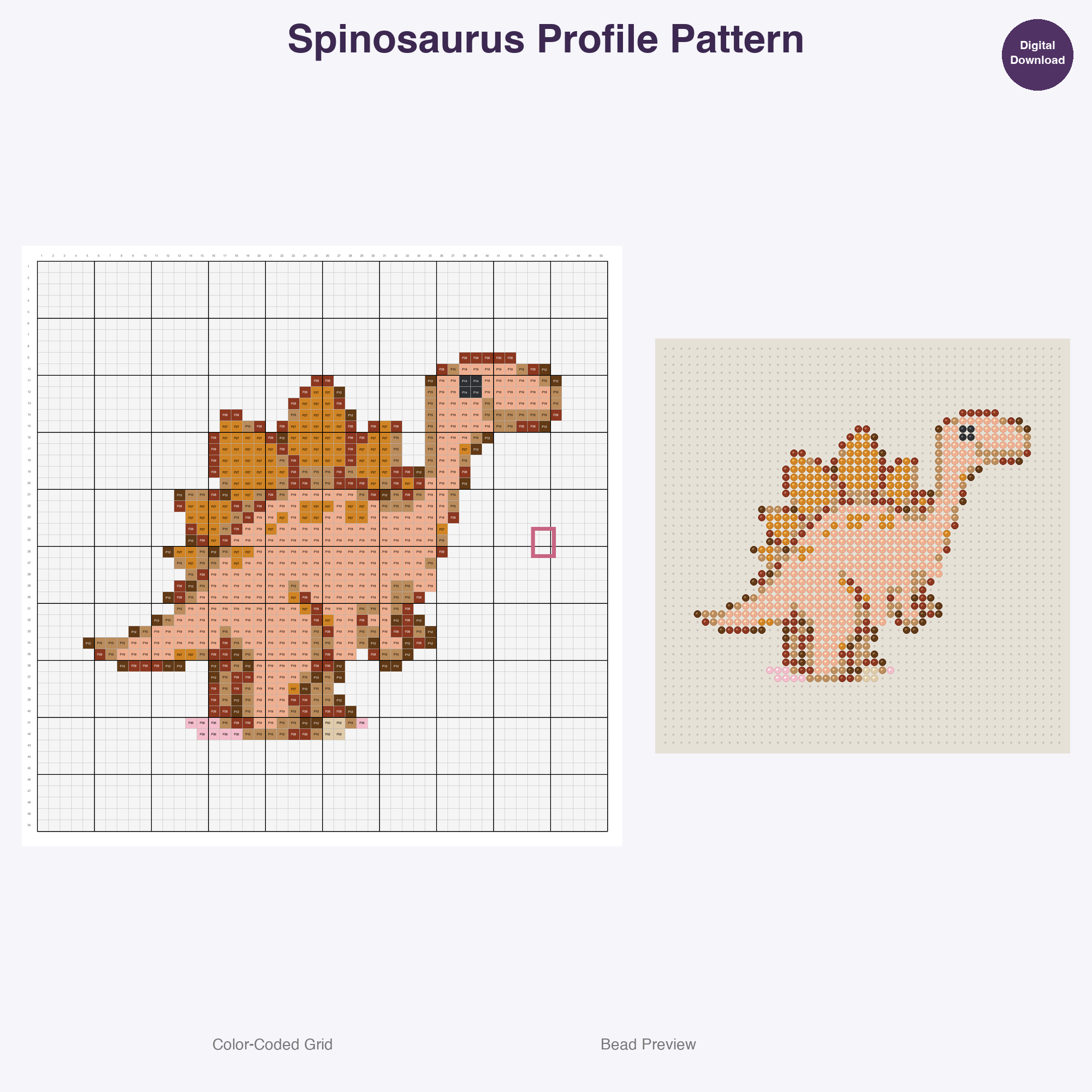 Jurassic Japesters Perler Bead Patterns, 48 Designs x 3 Grid Sizes (29x29 + 50x50 + 128x128), Fuse Bead PDF Digital Download