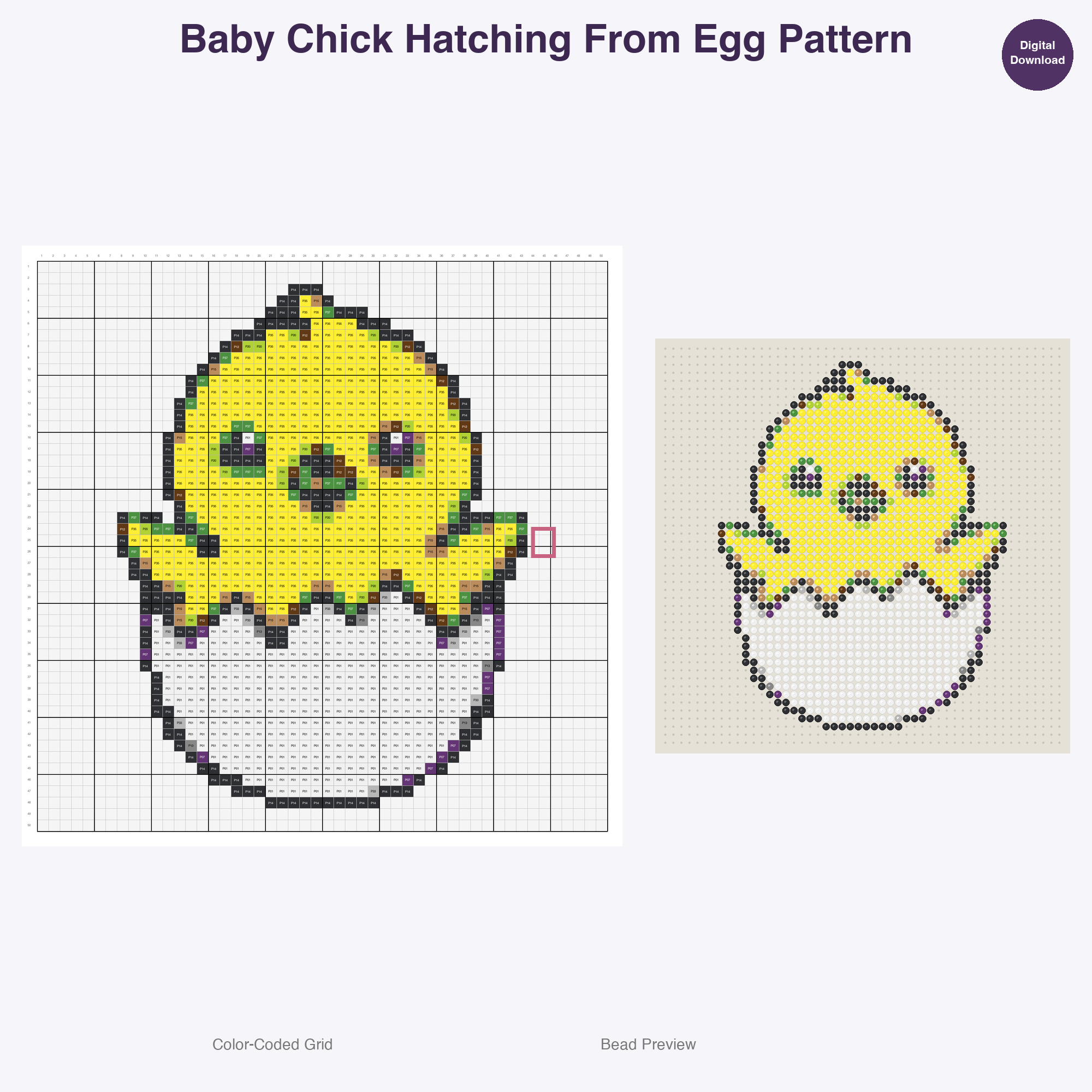 Kawaii Animal Friends Perler Bead Patterns, 48 Designs x 3 Grid Sizes (29x29 + 50x50 + 128x128), Fuse Bead PDF Digital Download