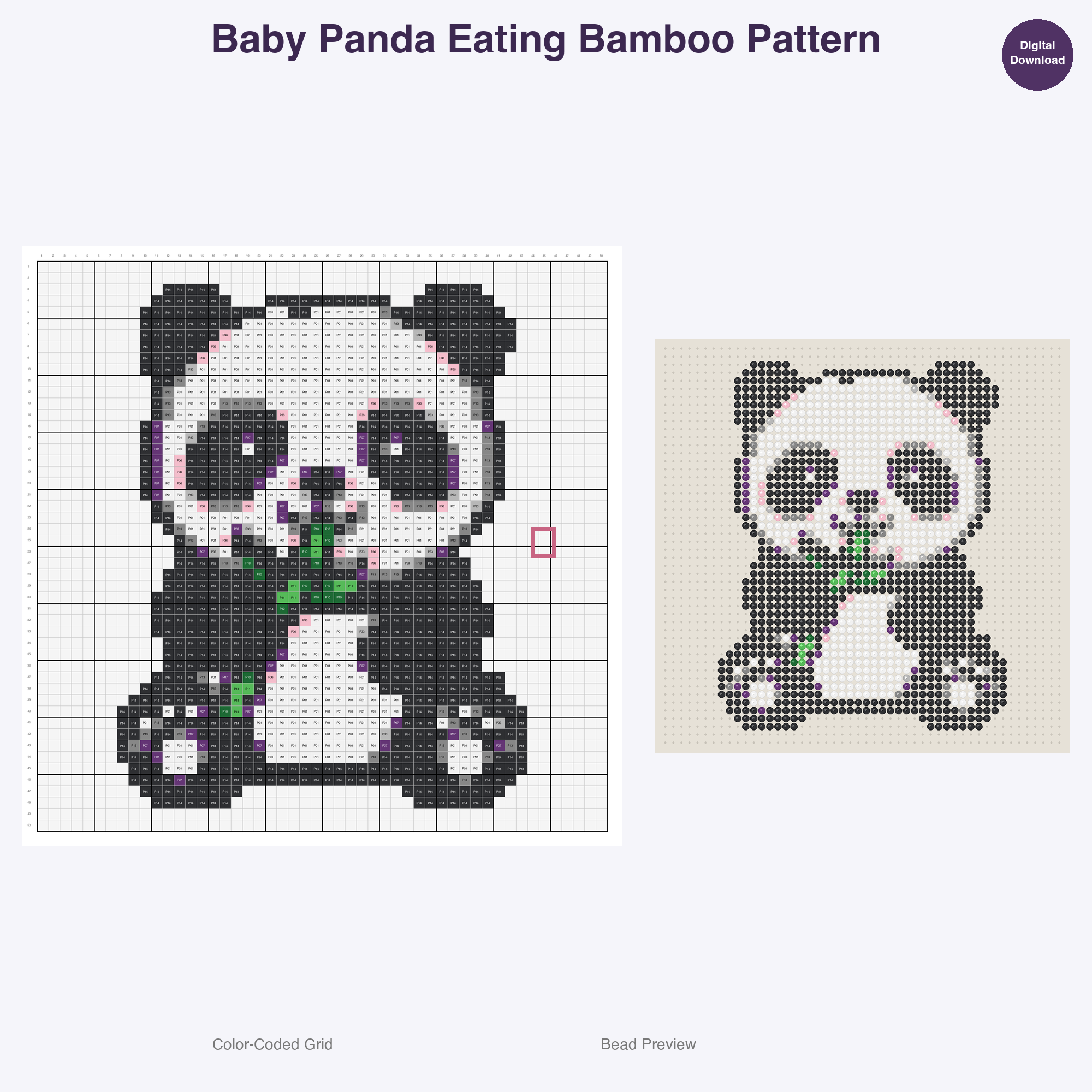 Kawaii Animal Friends Perler Bead Patterns, 48 Designs x 3 Grid Sizes (29x29 + 50x50 + 128x128), Fuse Bead PDF Digital Download