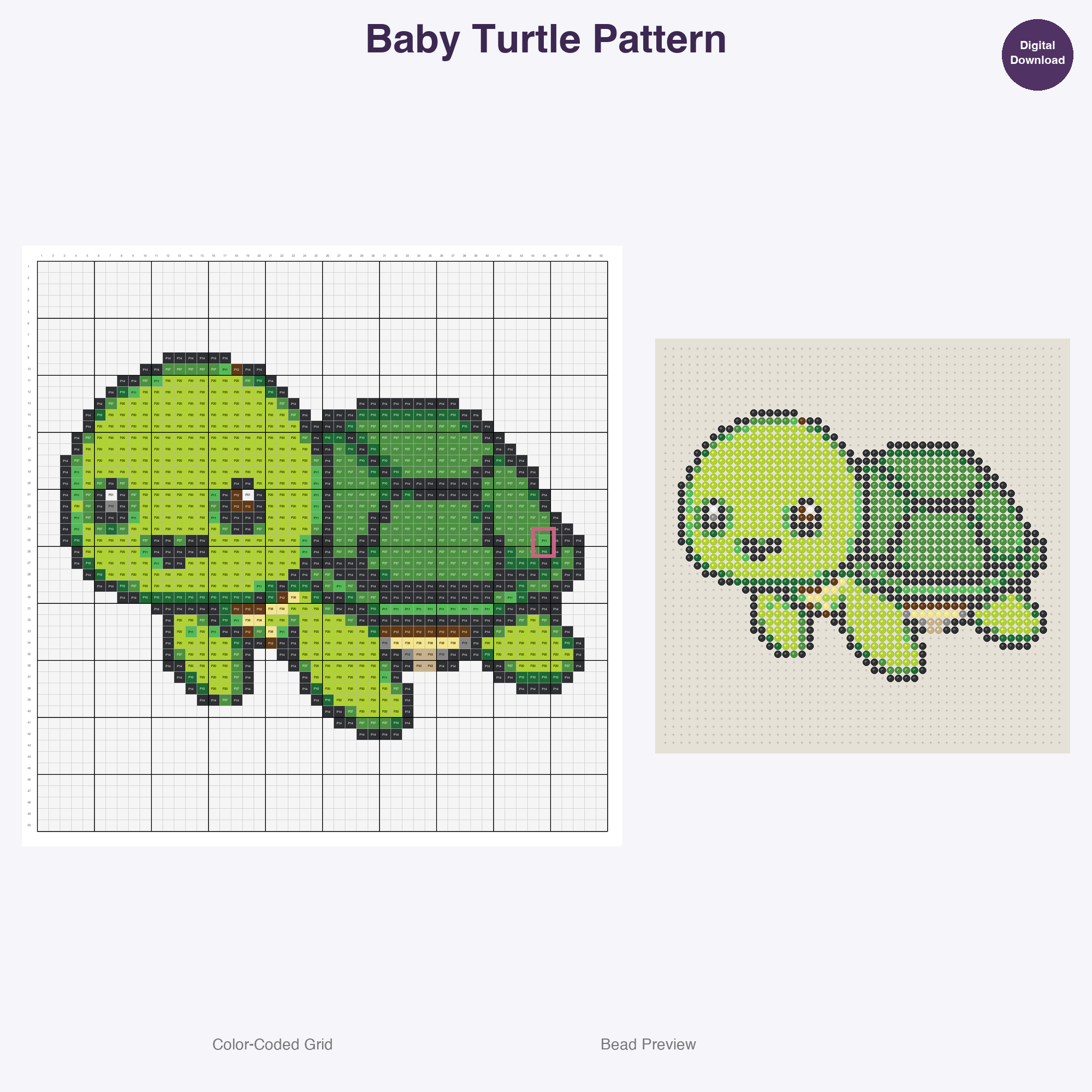 Kawaii Animal Friends Perler Bead Patterns, 48 Designs x 3 Grid Sizes (29x29 + 50x50 + 128x128), Fuse Bead PDF Digital Download