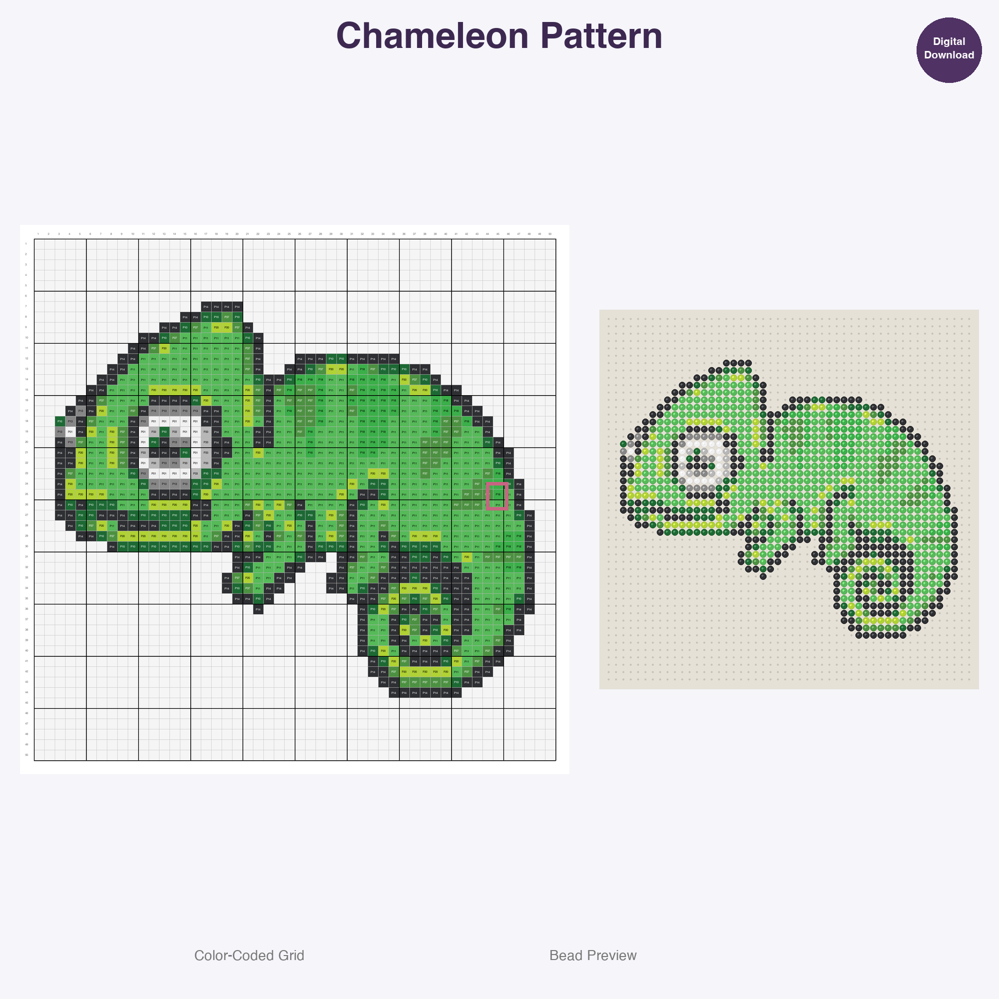 Kawaii Animal Friends Perler Bead Patterns, 48 Designs x 3 Grid Sizes (29x29 + 50x50 + 128x128), Fuse Bead PDF Digital Download