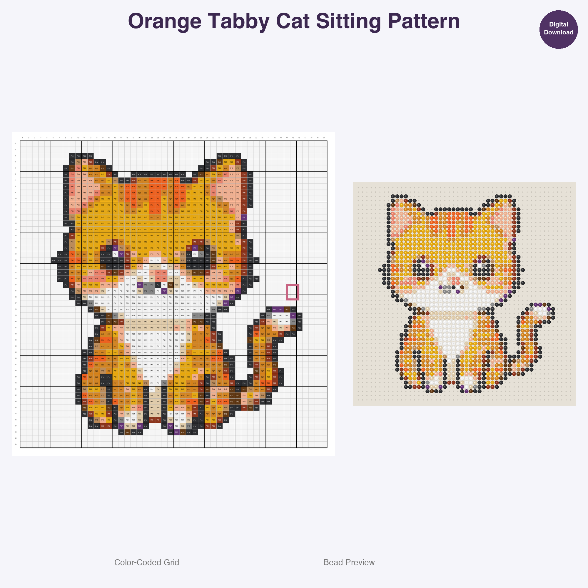Kawaii Animal Friends Perler Bead Patterns, 48 Designs x 3 Grid Sizes (29x29 + 50x50 + 128x128), Fuse Bead PDF Digital Download