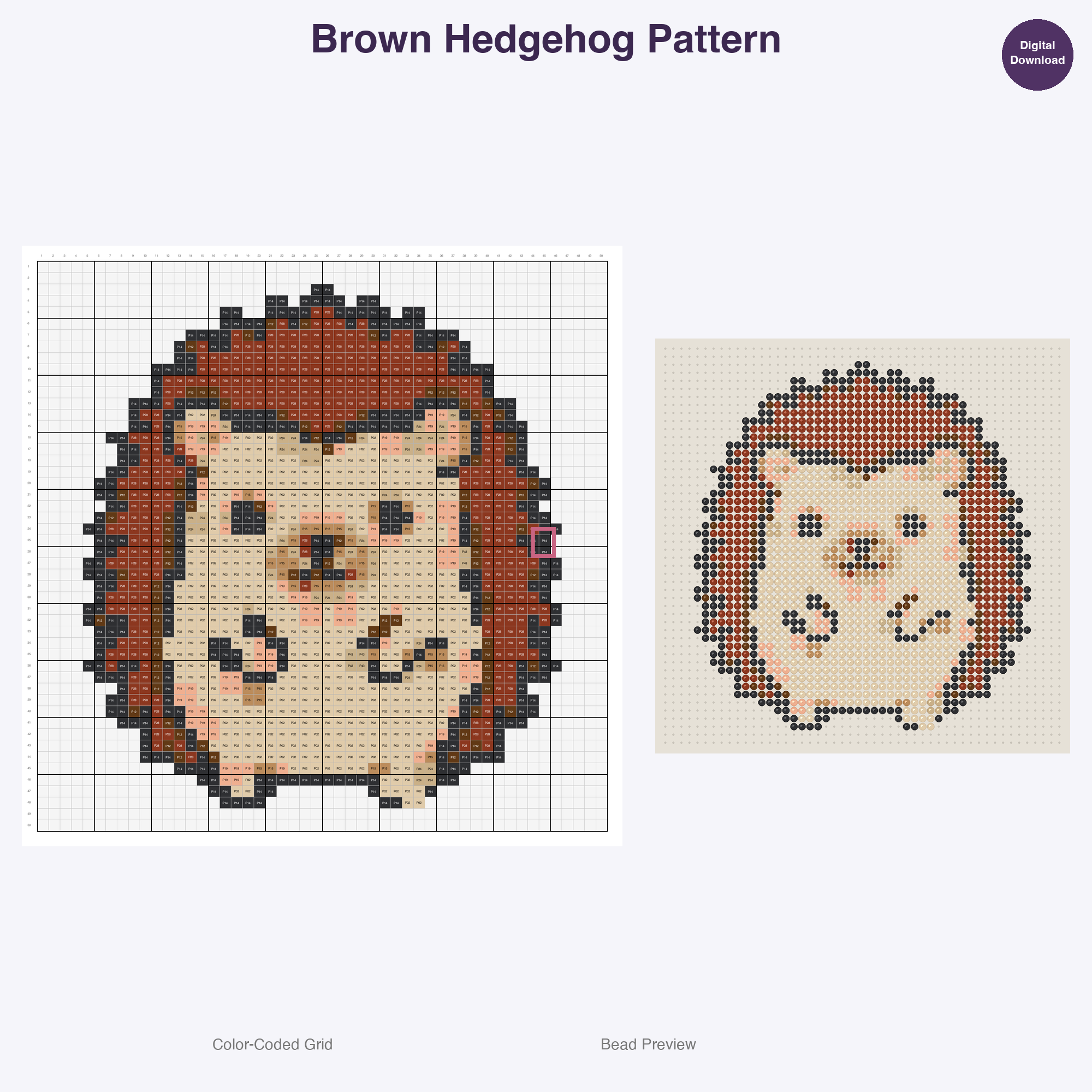 Kawaii Animal Friends Perler Bead Patterns, 48 Designs x 3 Grid Sizes (29x29 + 50x50 + 128x128), Fuse Bead PDF Digital Download